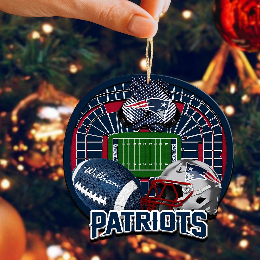 Alternative view of New England Patriots 2 Layered Wooden Ornament 2024 Version Personalized Your Name, Sport Stadium Ornament, Sport Gifts ETHY-52116
