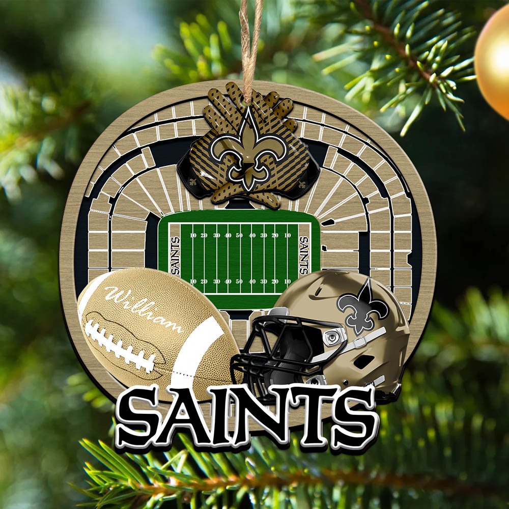 New Orleans Saints 2 Layered Wooden Ornament 2024 Version Personalized Your Name, Sport Stadium Ornament, Sport Gifts ETHY-52116