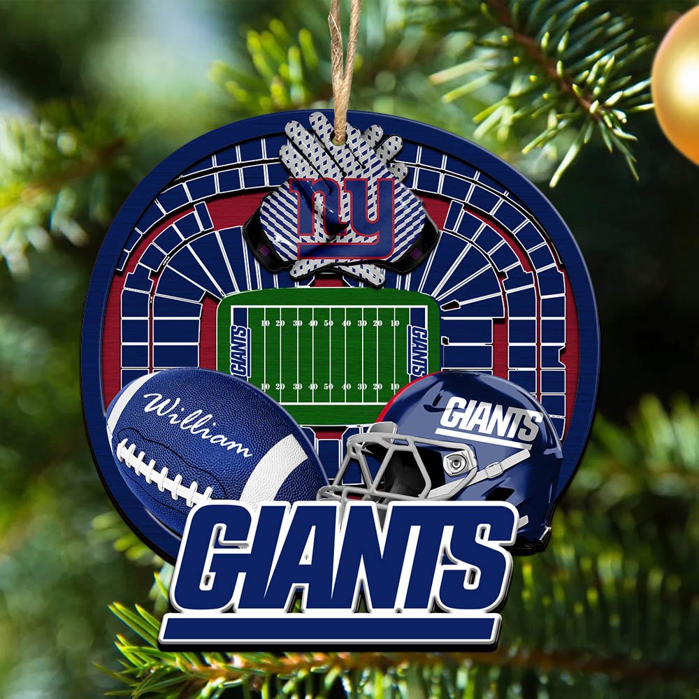 New York Giants 2 Layered Wooden Ornament 2024 Version Personalized Your Name, Sport Stadium Ornament, Sport Gifts ETHY-52116