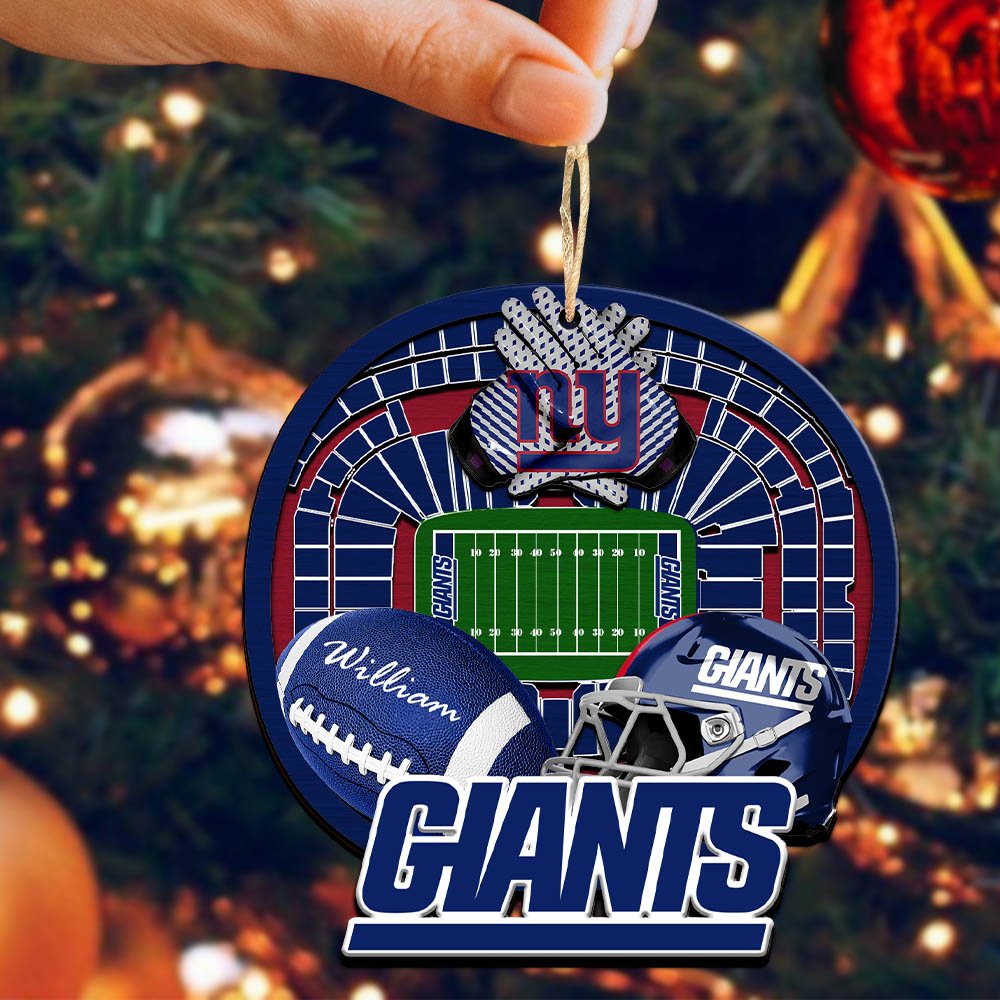Alternative view of New York Giants 2 Layered Wooden Ornament 2024 Version Personalized Your Name, Sport Stadium Ornament, Sport Gifts ETHY-52116