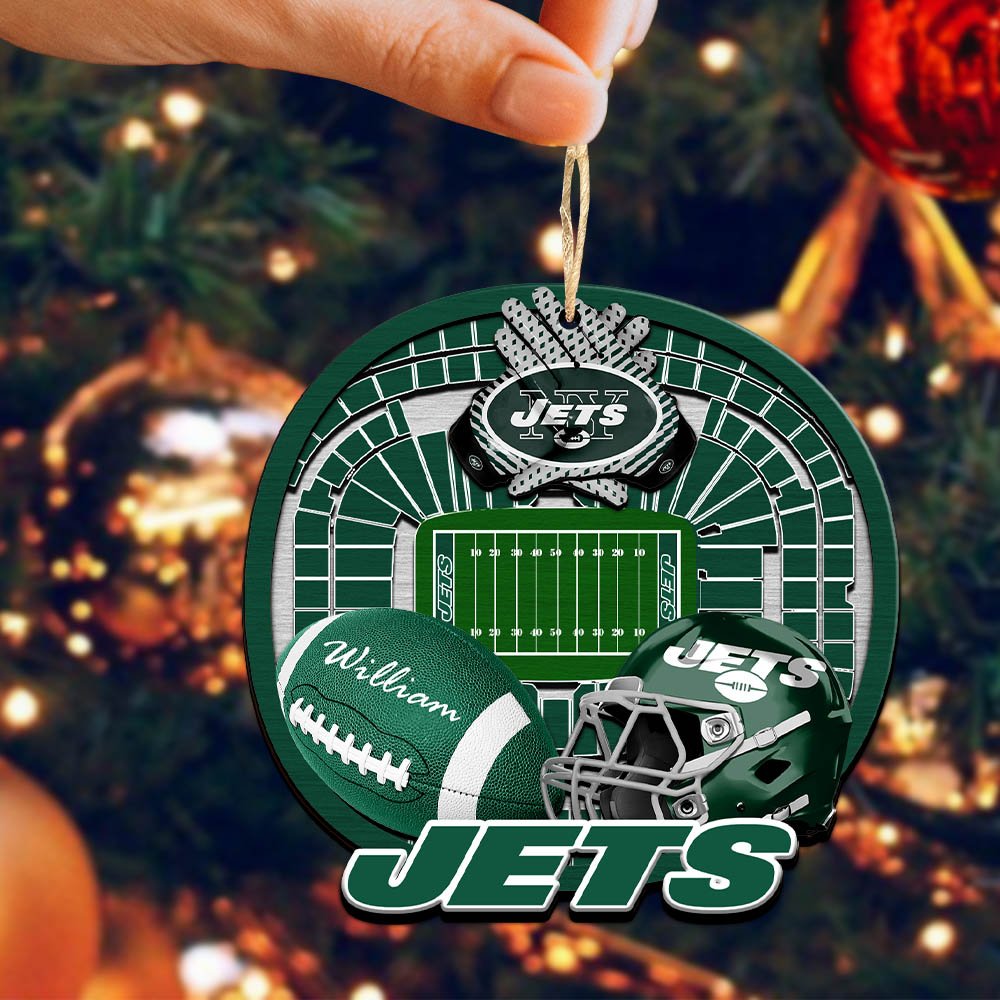 Alternative view of New York Jets 2 Layered Wooden Ornament 2024 Version Personalized Your Name, Sport Stadium Ornament, Sport Gifts ETHY-52116