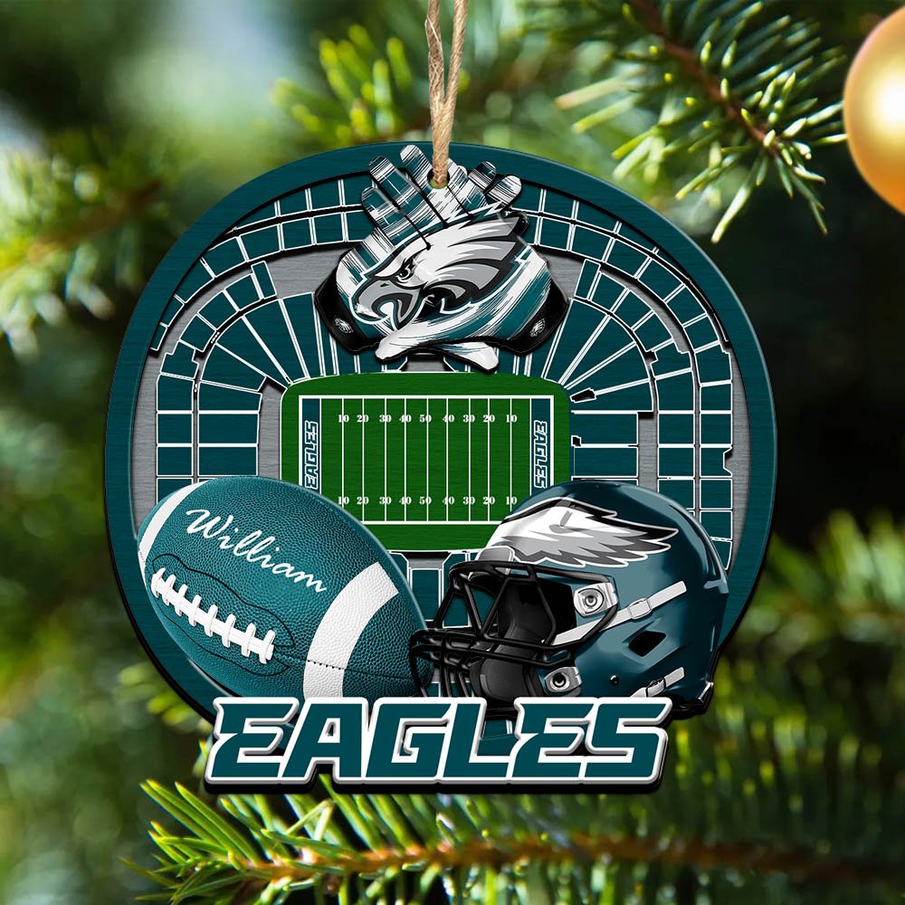 Philadelphia Eagles 2 Layered Wooden Ornament 2024 Version Personalized Your Name, Sport Stadium Ornament, Sport Gifts ETHY-52116