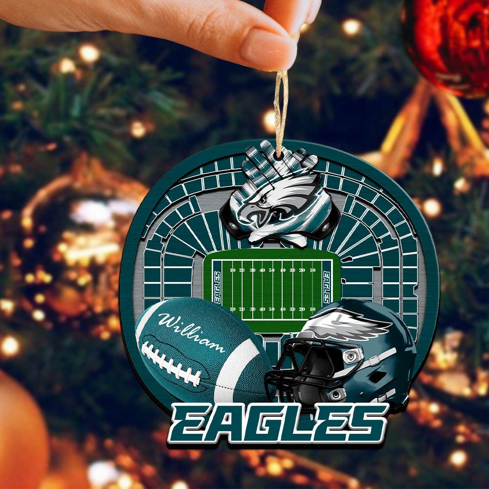 Alternative view of Philadelphia Eagles 2 Layered Wooden Ornament 2024 Version Personalized Your Name, Sport Stadium Ornament, Sport Gifts ETHY-52116