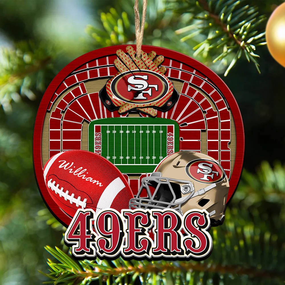 San Francisco 49ers 2 Layered Wooden Ornament 2024 Version Personalized Your Name, Sport Stadium Ornament, Sport Gifts ETHY-52116