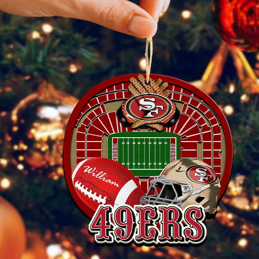 Alternative view of San Francisco 49ers 2 Layered Wooden Ornament 2024 Version Personalized Your Name, Sport Stadium Ornament, Sport Gifts ETHY-52116