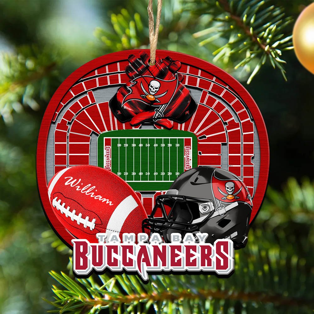 Tampa Bay Buccaneers 2 Layered Wooden Ornament 2024 Version Personalized Your Name, Sport Stadium Ornament, Sport Gifts ETHY-52116