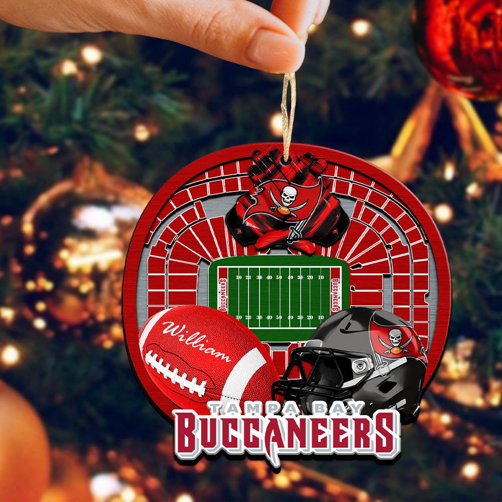 Alternative view of Tampa Bay Buccaneers 2 Layered Wooden Ornament 2024 Version Personalized Your Name, Sport Stadium Ornament, Sport Gifts ETHY-52116