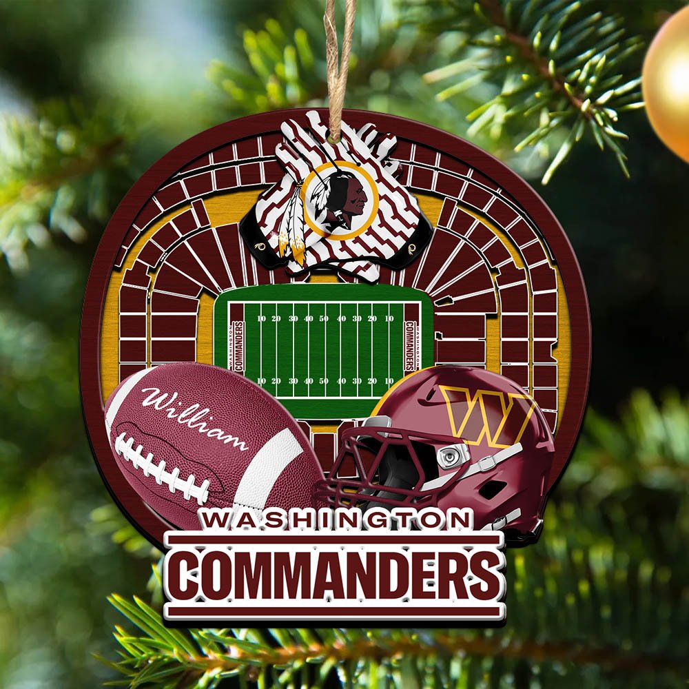 Washington Commanders 2 Layered Wooden Ornament 2024 Version Personalized Your Name, Sport Stadium Ornament, Sport Gifts ETHY-52116