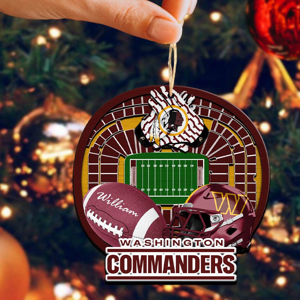 Alternative view of Washington Commanders 2 Layered Wooden Ornament 2024 Version Personalized Your Name, Sport Stadium Ornament, Sport Gifts ETHY-52116