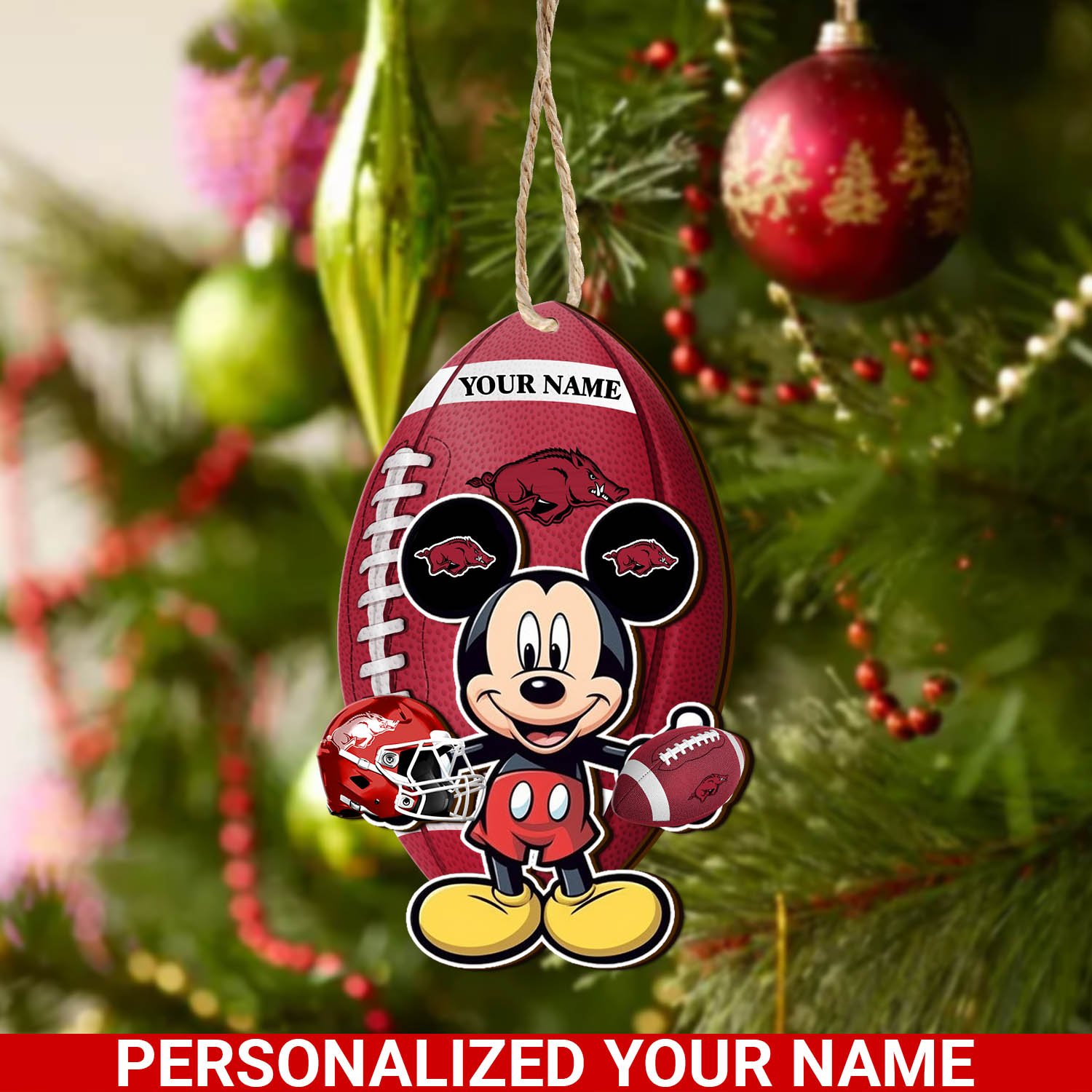 Arkansas Razorbacks 2 Layered Wooden Ornament 2024 Version Custom Your Name, Sport Ornament, Sport Gifts For Lovers, Christmas Decor ETHY-52118