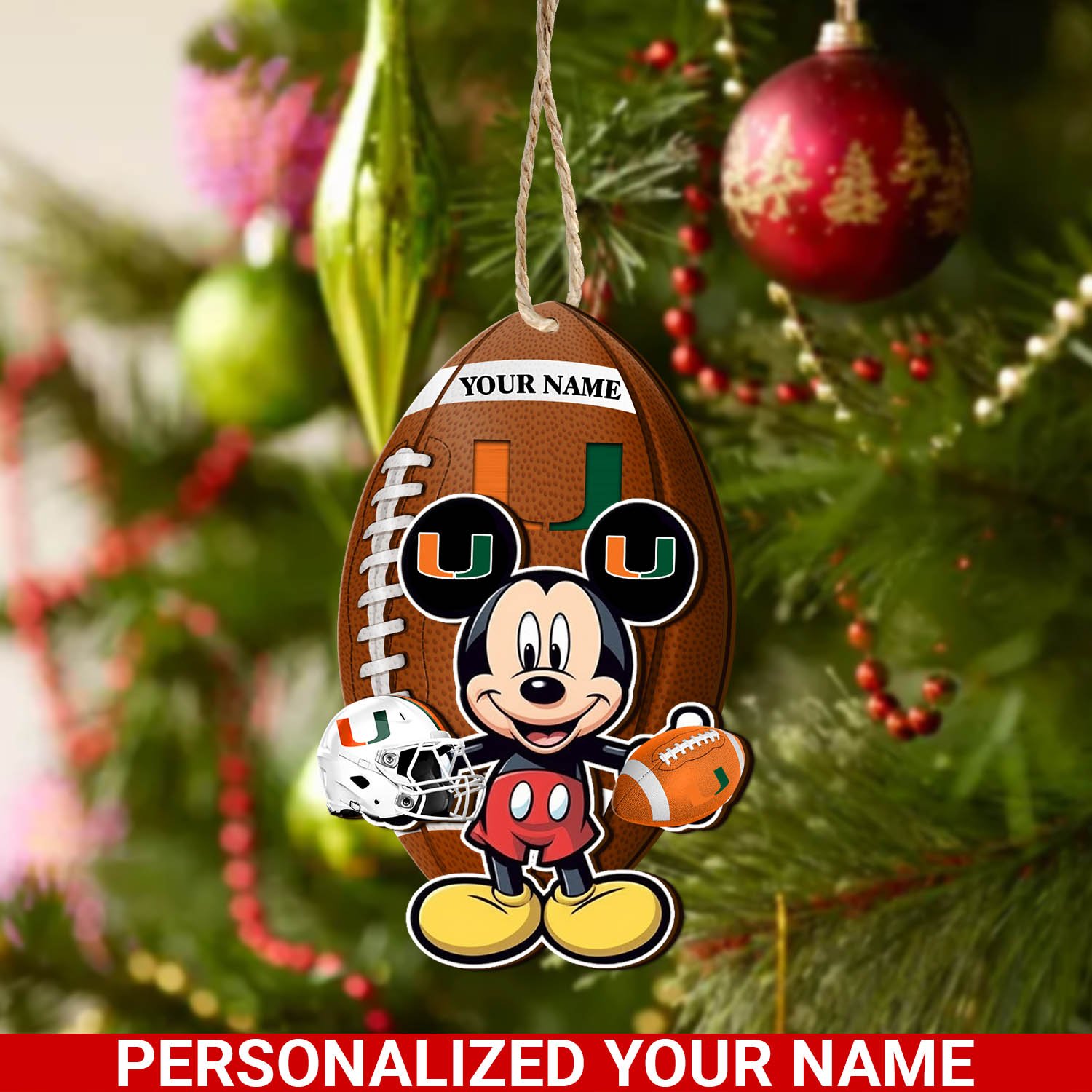 Miami Hurricanes 2 Layered Wooden Ornament 2024 Version Custom Your Name, Sport Ornament, Sport Gifts For Lovers, Christmas Decor ETHY-52118