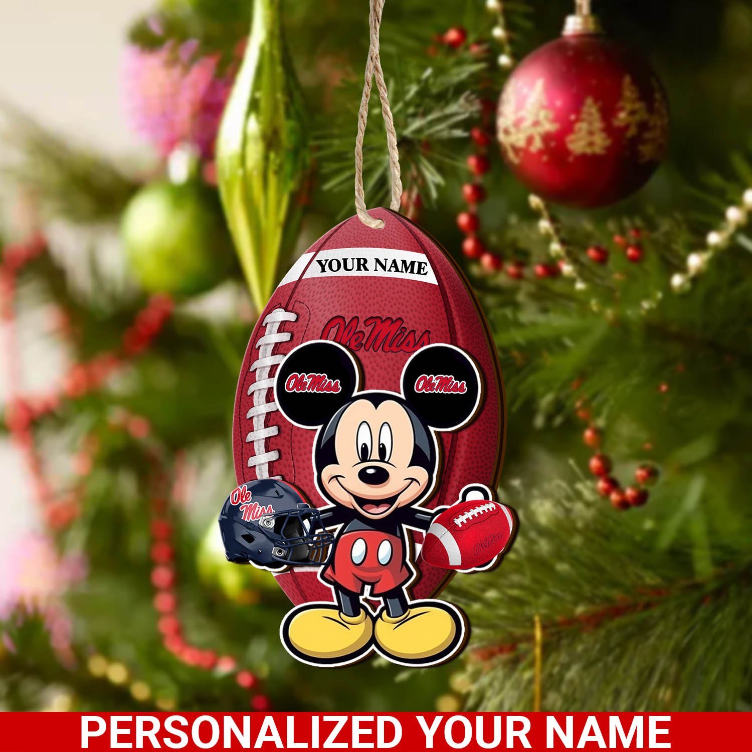 Ole Miss Rebels 2 Layered Wooden Ornament 2024 Version Custom Your Name, Sport Ornament, Sport Gifts For Lovers, Christmas Decor ETHY-52118