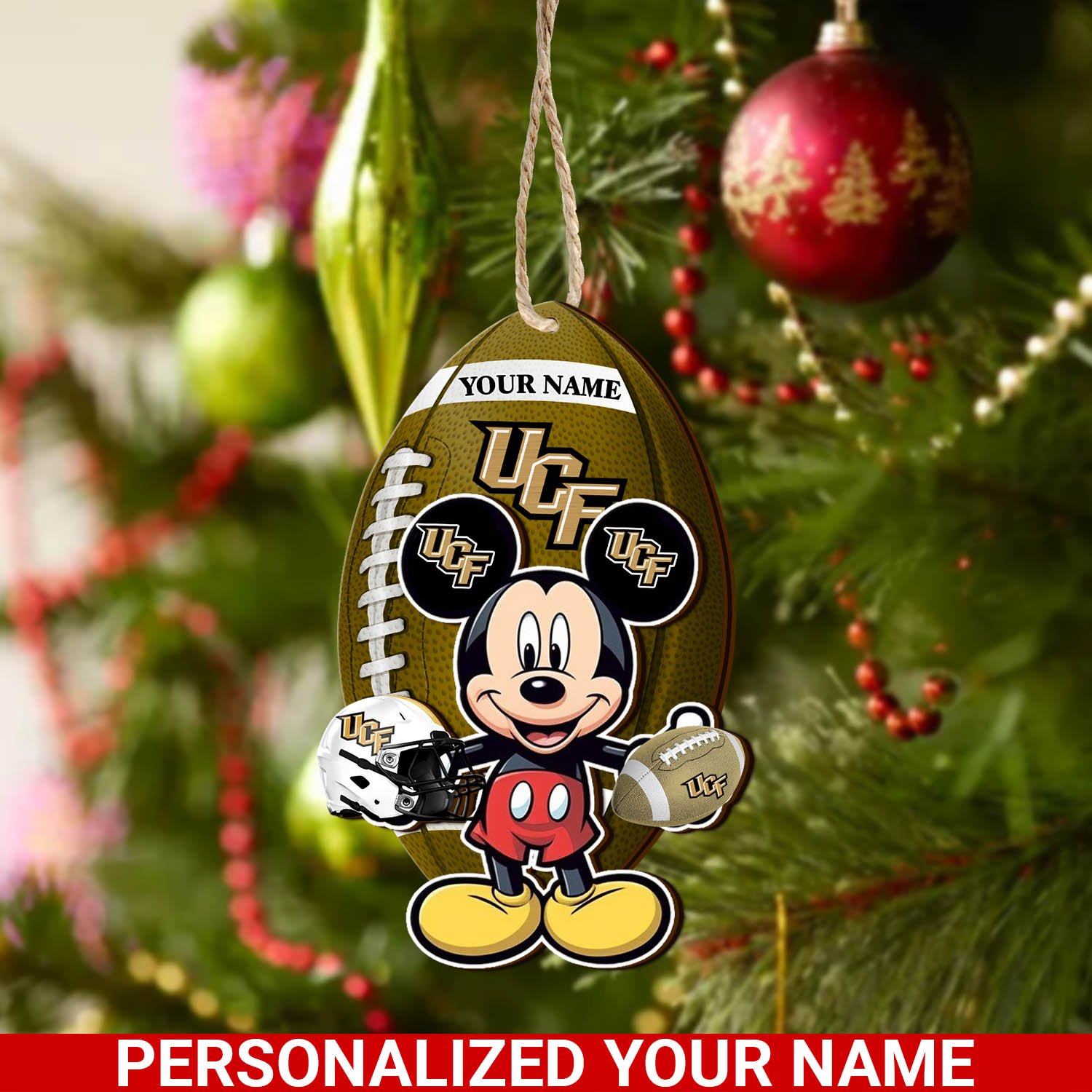UCF Knights 2 Layered Wooden Ornament 2024 Version Custom Your Name, Sport Ornament, Sport Gifts For Lovers, Christmas Decor ETHY-52118