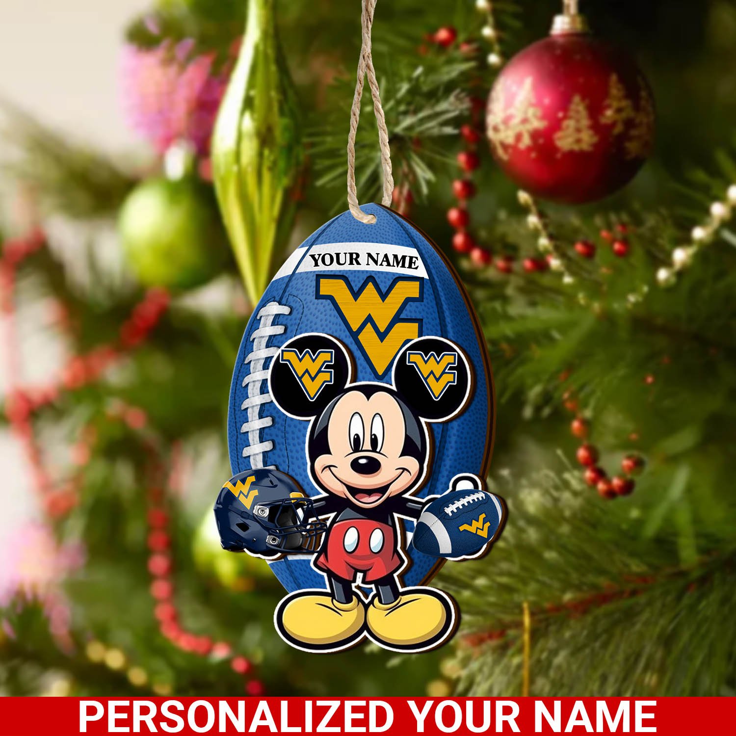 West Virginia Mountaineers 2 Layered Wooden Ornament 2024 Version Custom Your Name, Sport Ornament, Sport Gifts For Lovers, Christmas Decor ETHY-52118