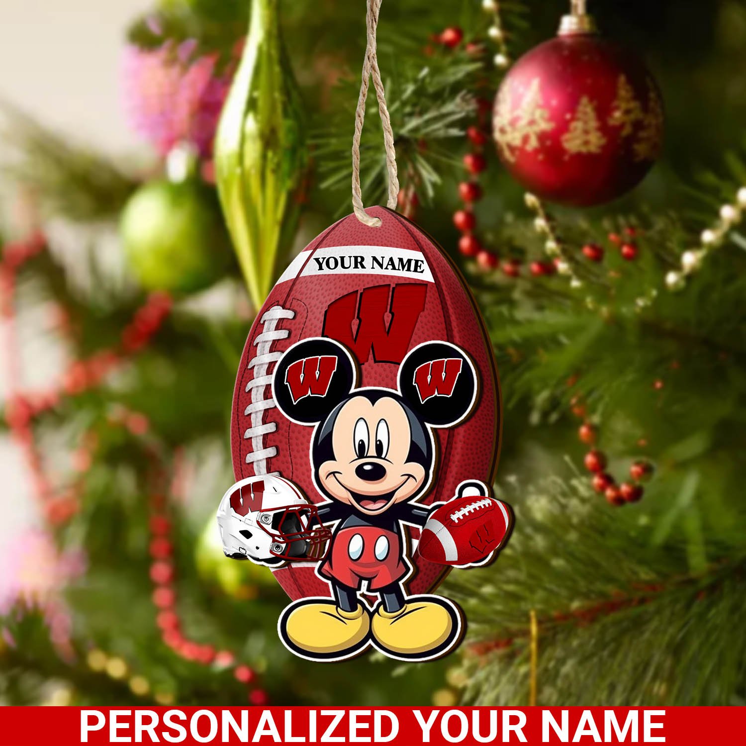Wisconsin Badgers 2 Layered Wooden Ornament 2024 Version Custom Your Name, Sport Ornament, Sport Gifts For Lovers, Christmas Decor ETHY-52118