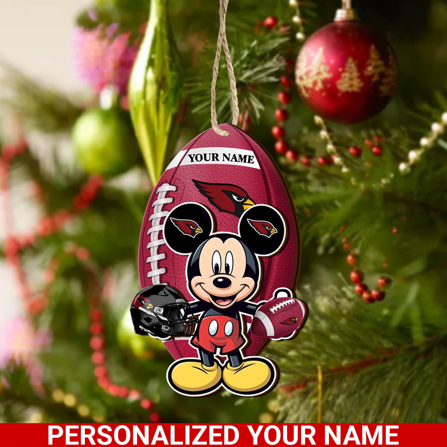 Arizona Cardinals 2 Layered Wooden Ornament 2024 Version Custom Your Name, Sport Ornament, Sport Gifts For Lovers, Christmas Decor ETHY-52118