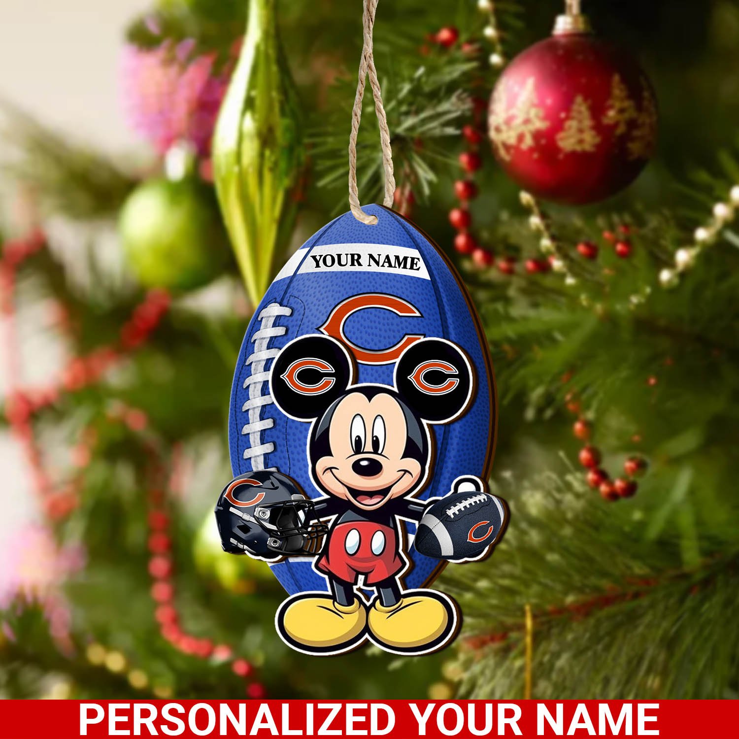 Chicago Bears 2 Layered Wooden Ornament 2024 Version Custom Your Name, Sport Ornament, Sport Gifts For Lovers, Christmas Decor ETHY-52118