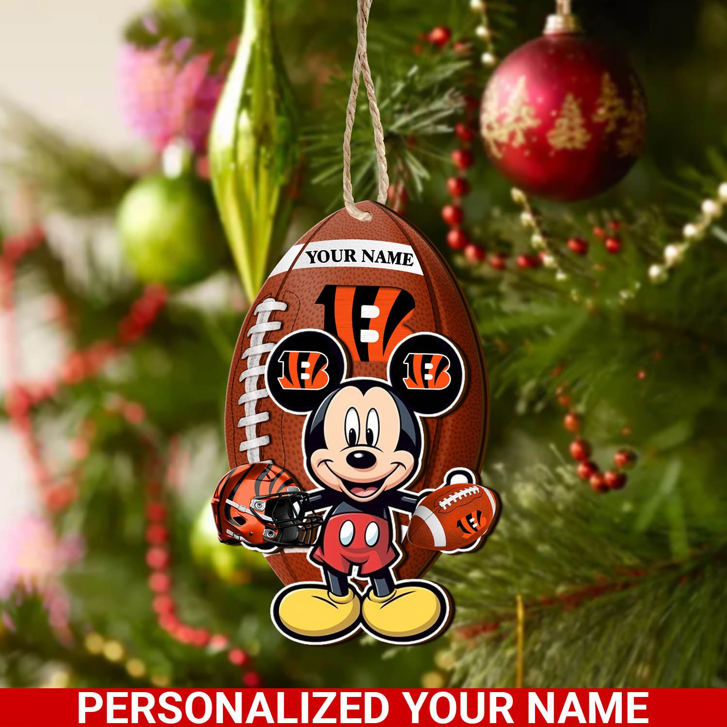 Cincinnati Bengals 2 Layered Wooden Ornament 2024 Version Custom Your Name, Sport Ornament, Sport Gifts For Lovers, Christmas Decor ETHY-52118