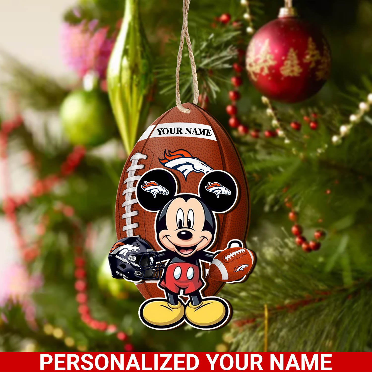 Denver Broncos 2 Layered Wooden Ornament 2024 Version Custom Your Name, Sport Ornament, Sport Gifts For Lovers, Christmas Decor ETHY-52118