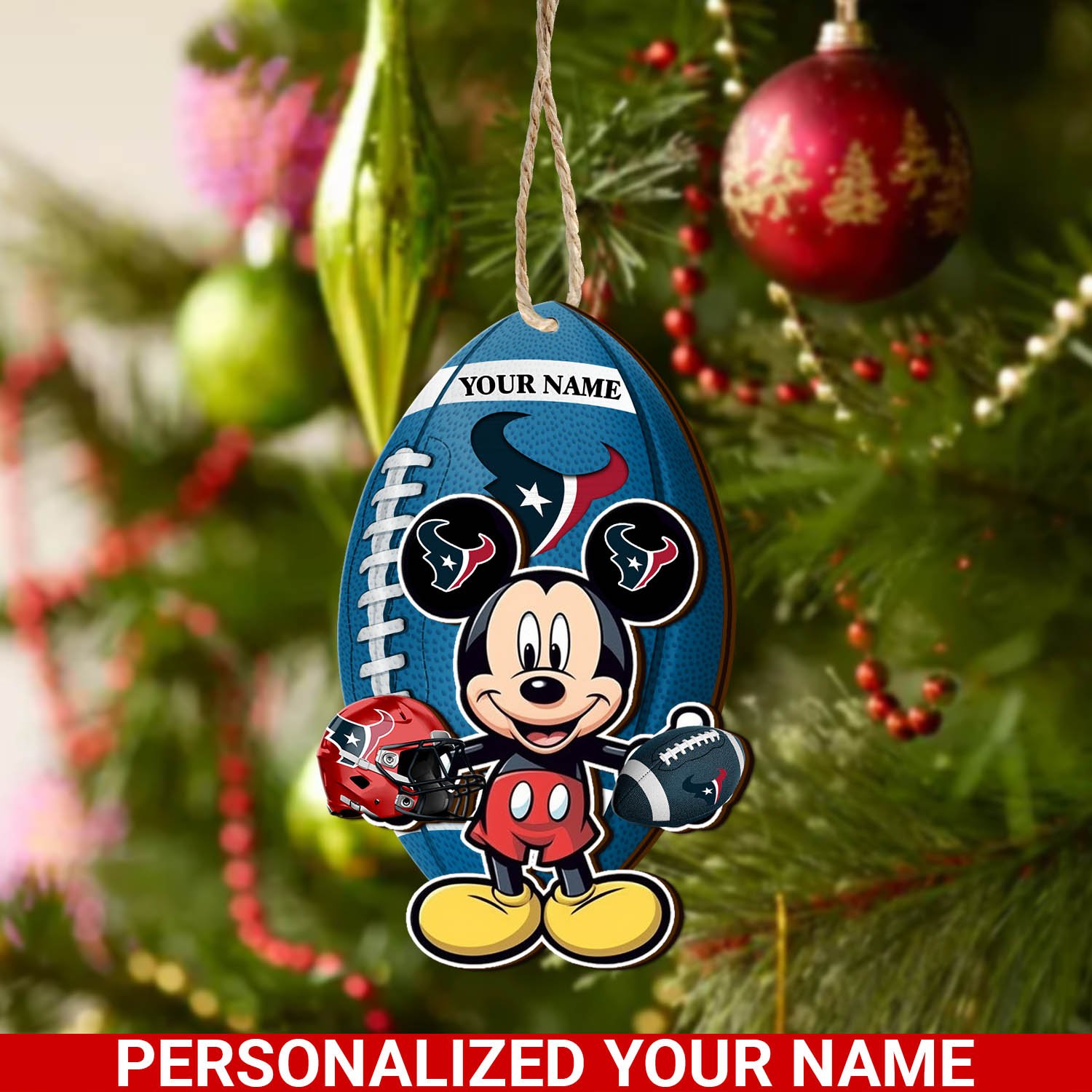Houston Texans 2 Layered Wooden Ornament 2024 Version Custom Your Name, Sport Ornament, Sport Gifts For Lovers, Christmas Decor ETHY-52118