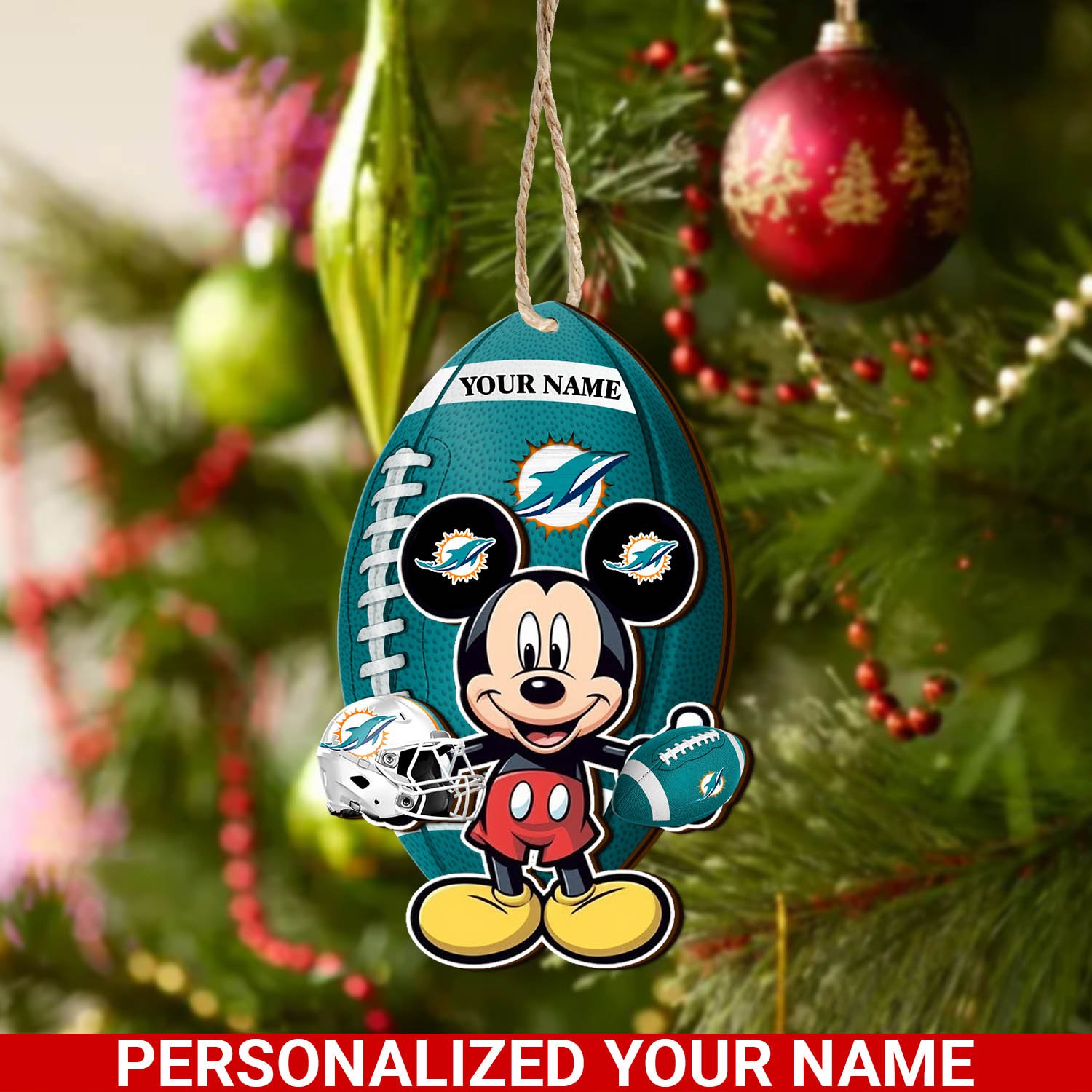 Miami Dolphins 2 Layered Wooden Ornament 2024 Version Custom Your Name, Sport Ornament, Sport Gifts For Lovers, Christmas Decor ETHY-52118