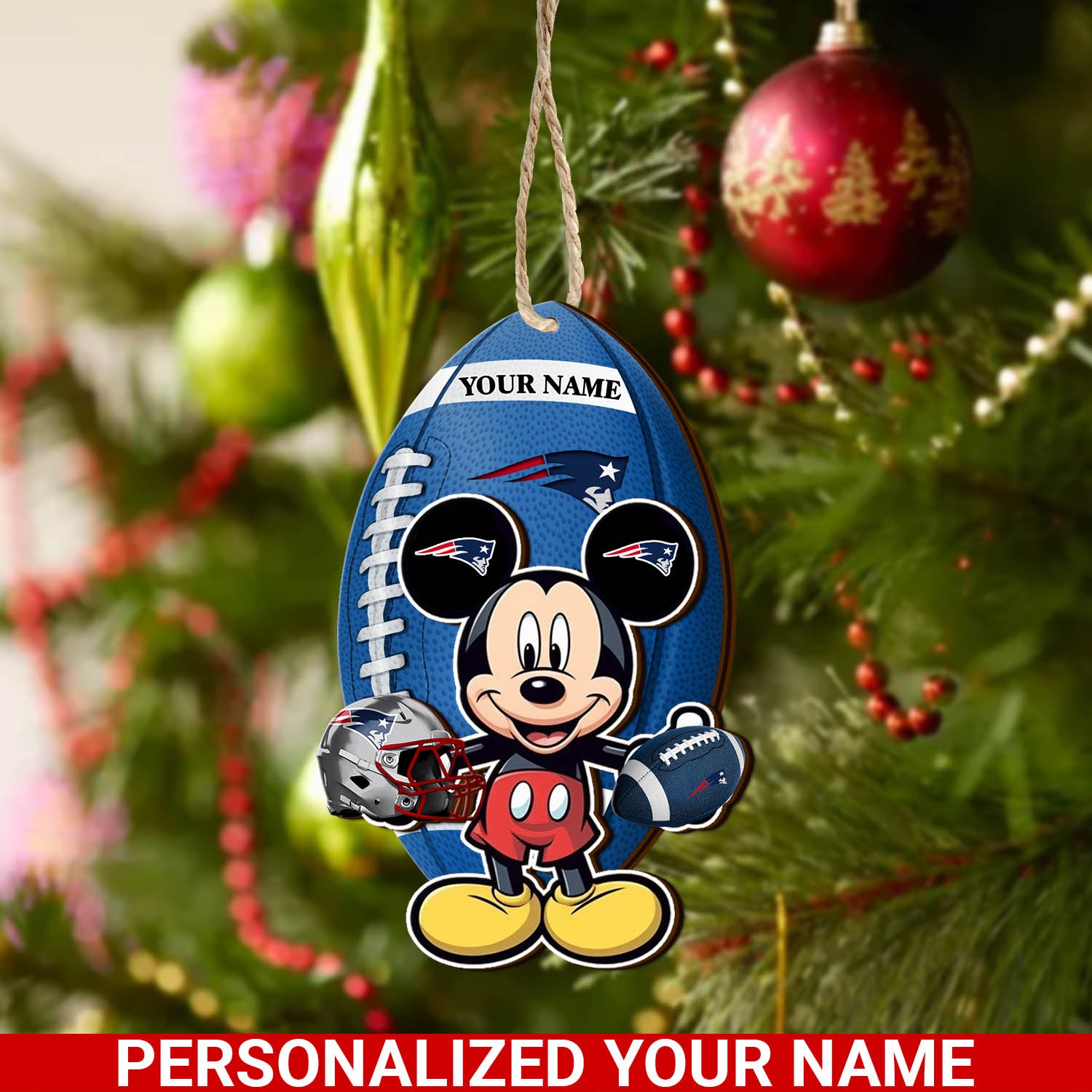 New England Patriots 2 Layered Wooden Ornament 2024 Version Custom Your Name, Sport Ornament, Sport Gifts For Lovers, Christmas Decor ETHY-52118