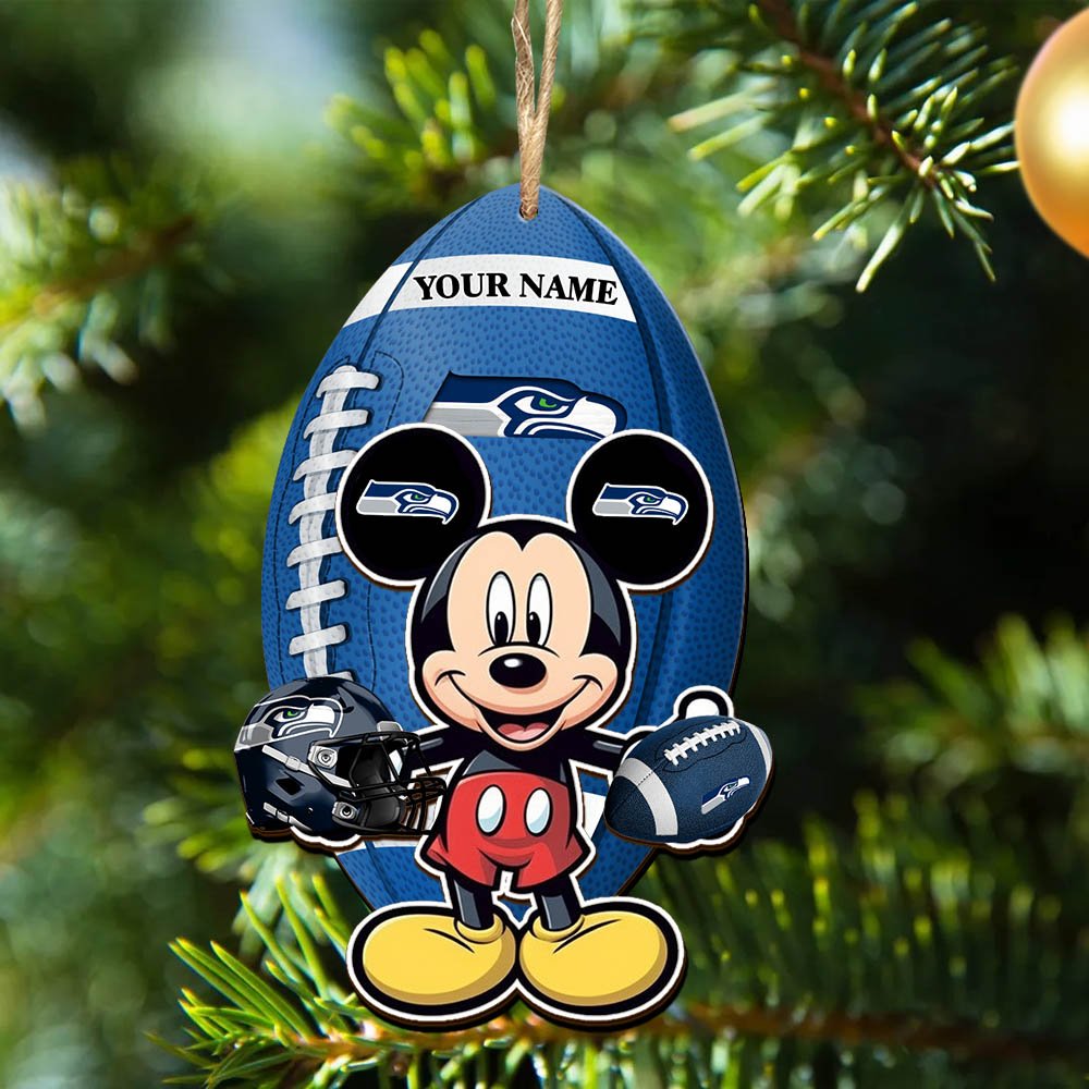 Alternative view of Seattle Seahawks 2 Layered Wooden Ornament 2024 Version Custom Your Name, Sport Ornament, Sport Gifts For Lovers, Christmas Decor ETHY-52118