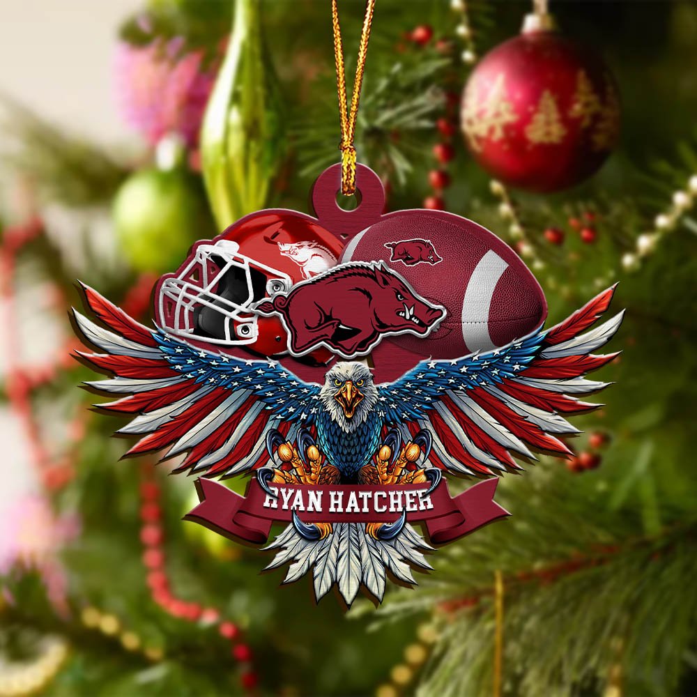 Alternative view of Arkansas Razorbacks Wooden Ornament 2024 Version Custom Your Name, Eagle And Sport Team Ornament, Christmas Gifts For Fans ETHY-52161