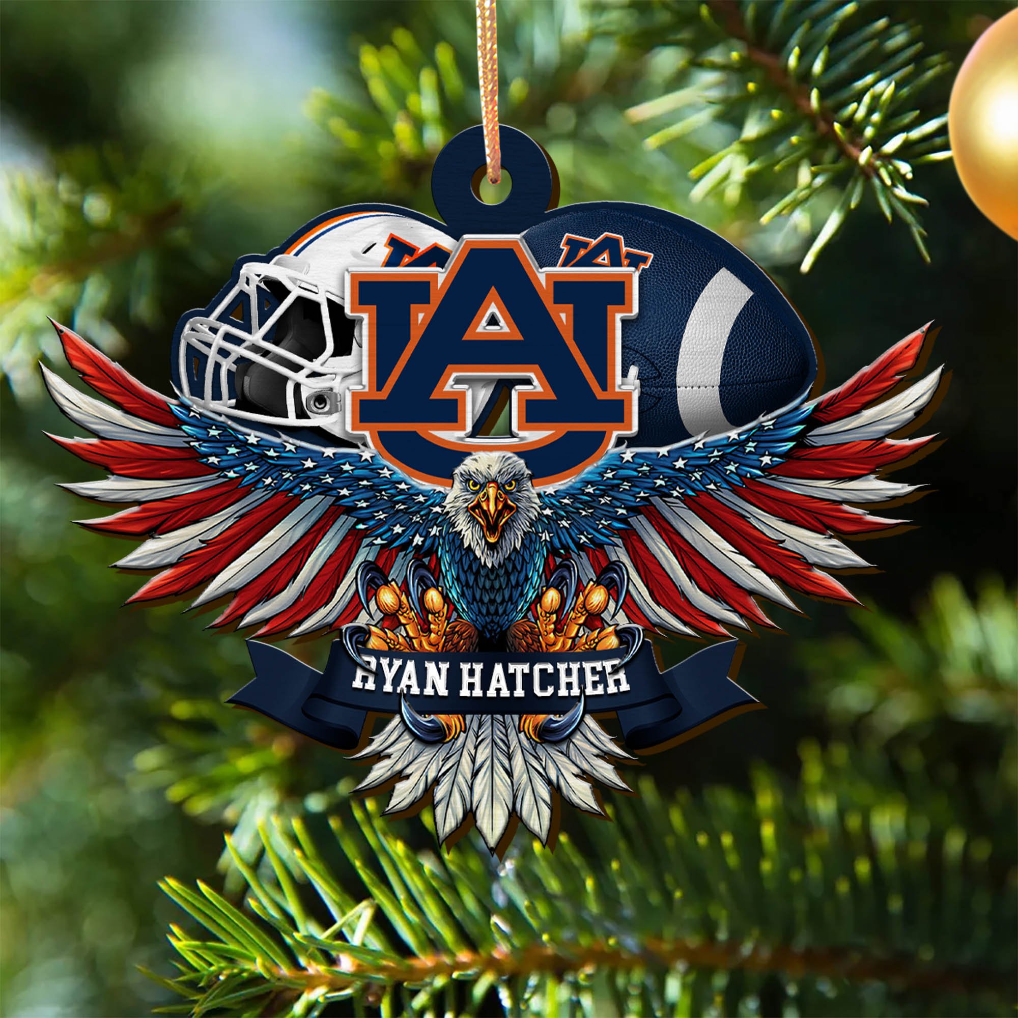 Auburn Tigers Wooden Ornament 2024 Version Custom Your Name, Eagle And Sport Team Ornament, Christmas Gifts For Fans ETHY-52161