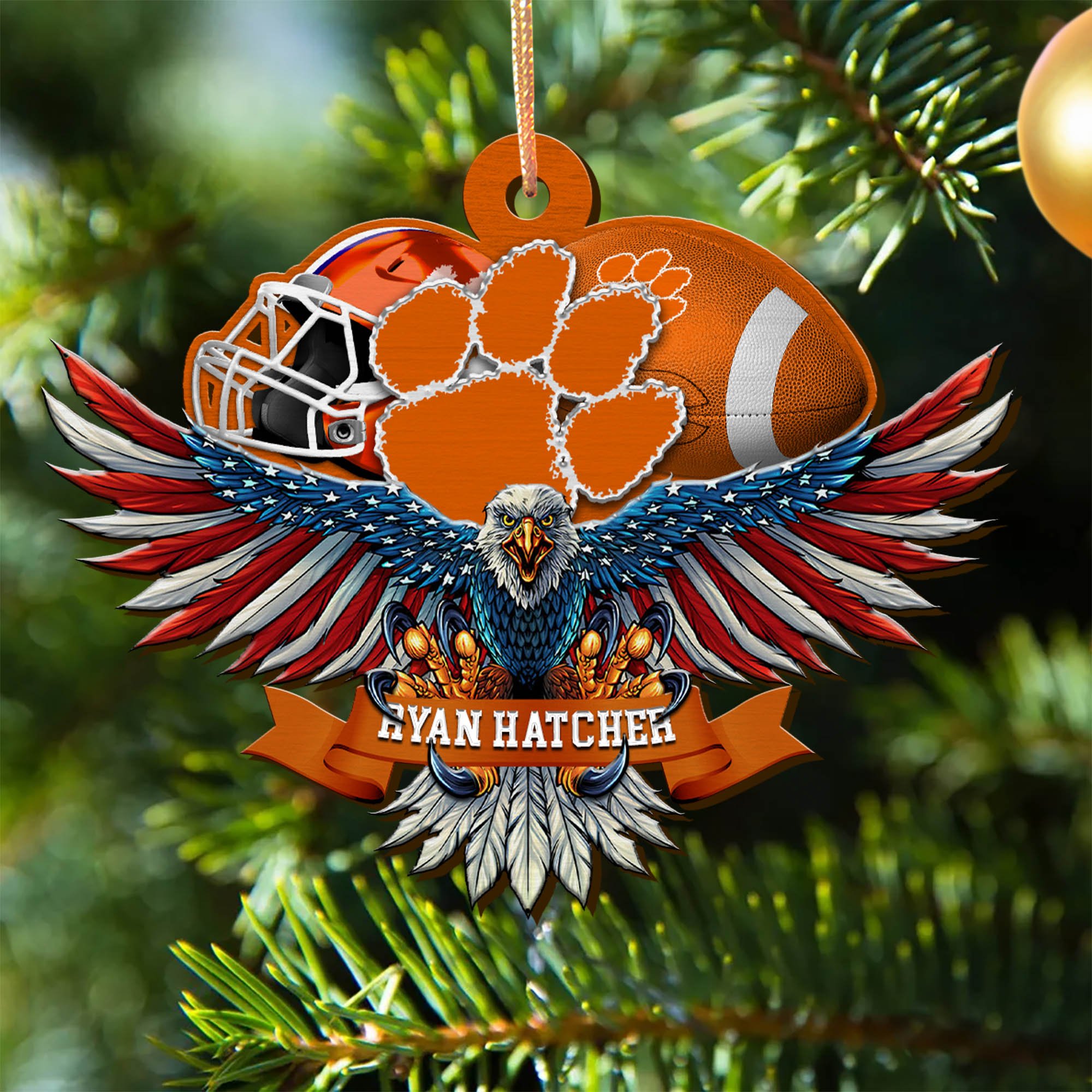 Clemson Tigers Wooden Ornament 2024 Version Custom Your Name, Eagle And Sport Team Ornament, Christmas Gifts For Fans ETHY-52161