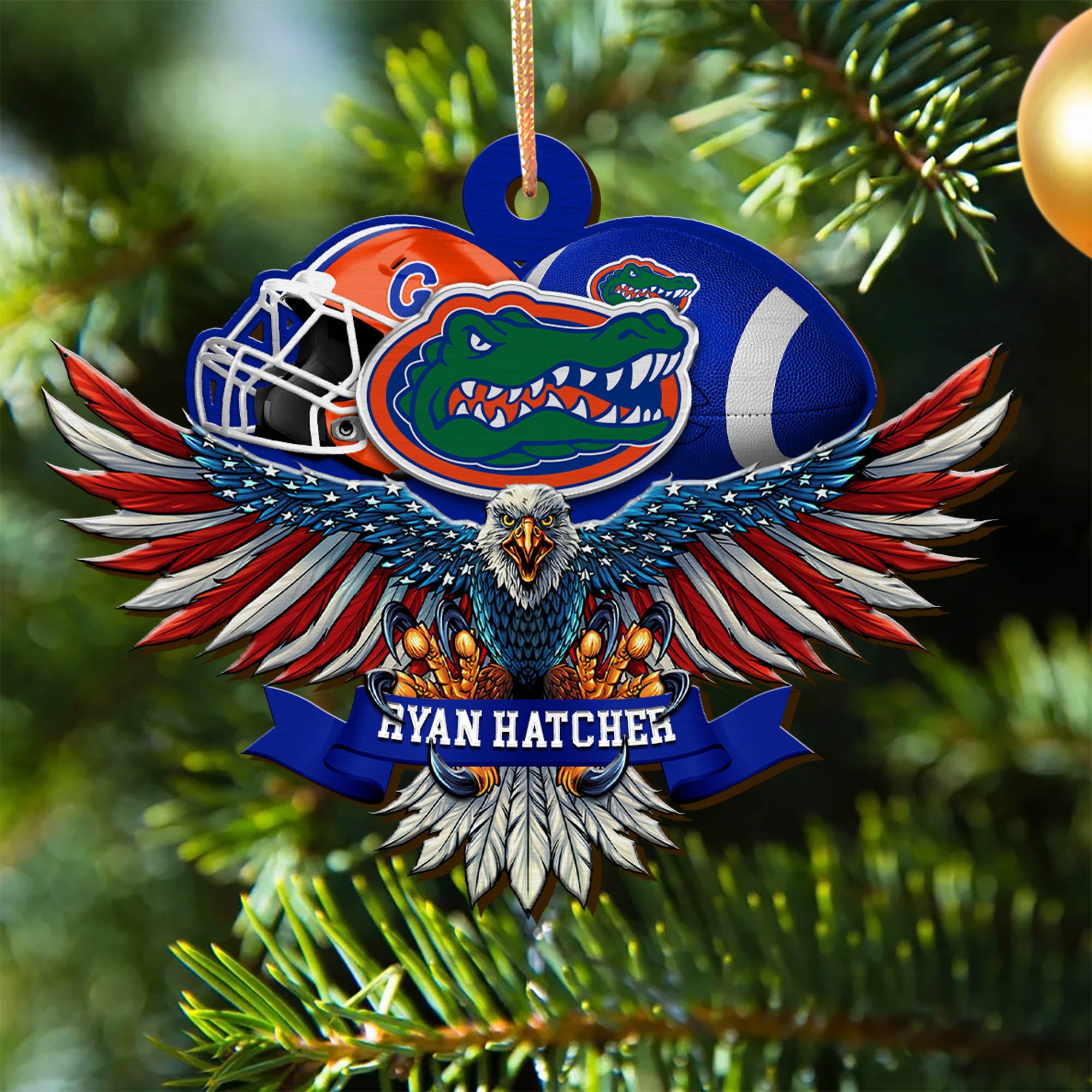 Florida Gators Wooden Ornament 2024 Version Custom Your Name, Eagle And Sport Team Ornament, Christmas Gifts For Fans ETHY-52161