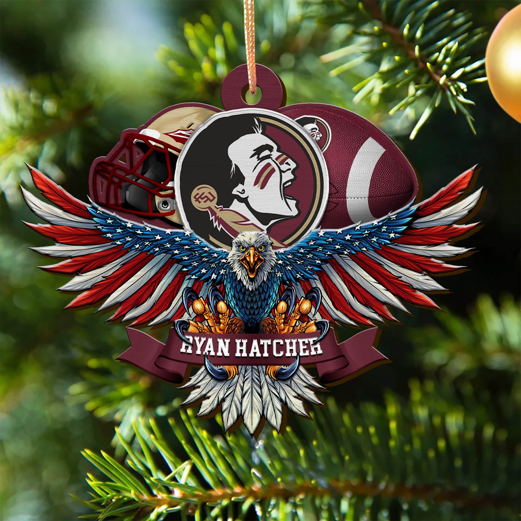 Florida State Seminoles Wooden Ornament 2024 Version Custom Your Name, Eagle And Sport Team Ornament, Christmas Gifts For Fans ETHY-52161