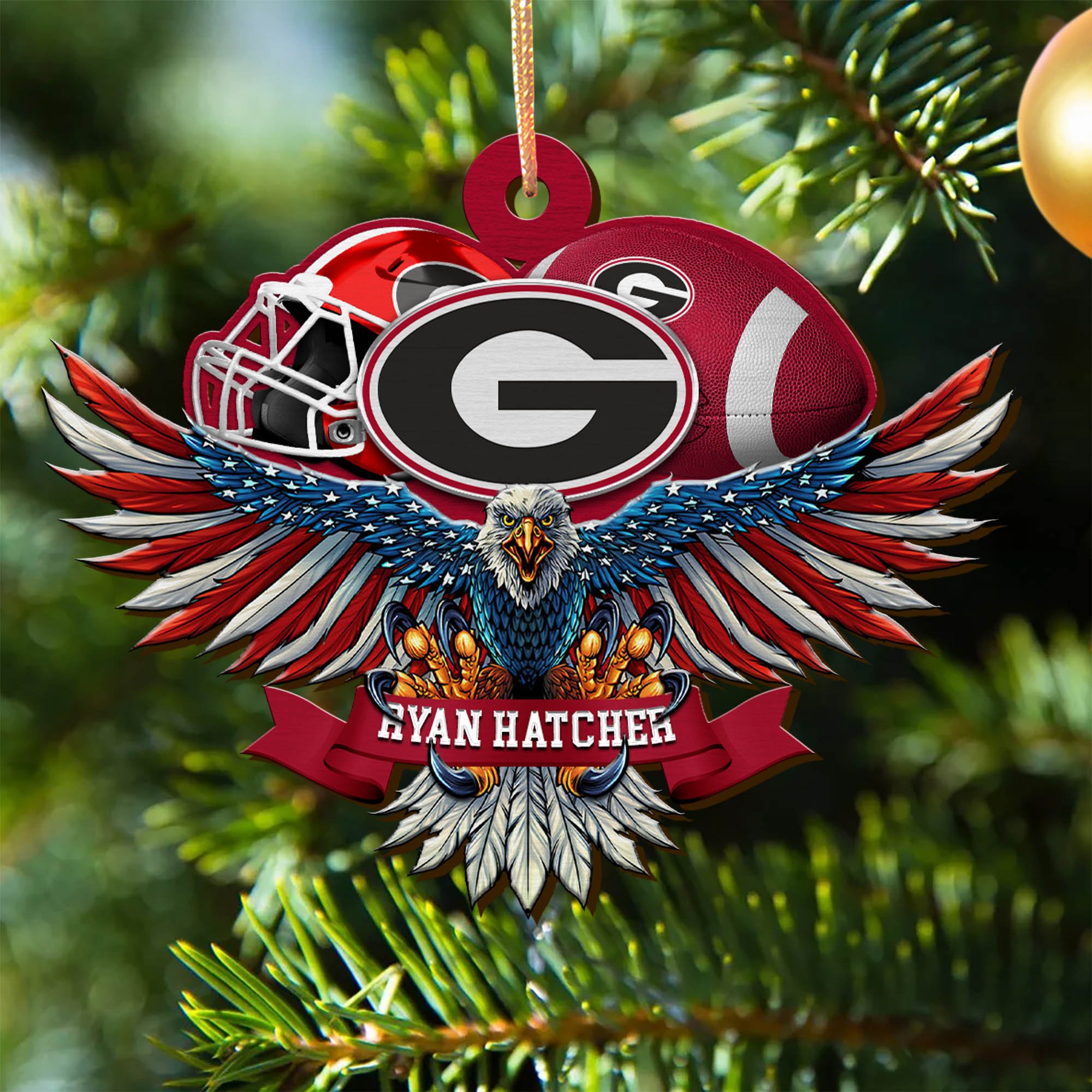 Georgia Bulldogs Wooden Ornament 2024 Version Custom Your Name, Eagle And Sport Team Ornament, Christmas Gifts For Fans ETHY-52161