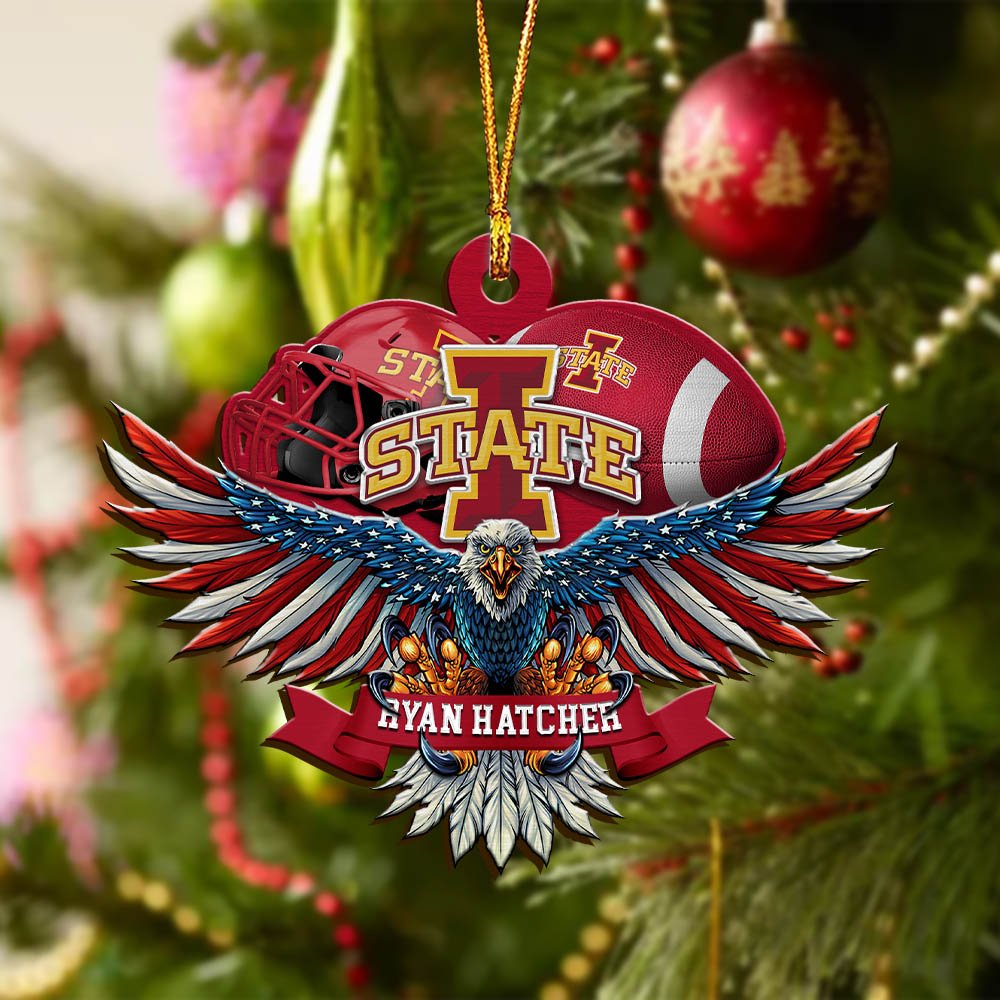 Alternative view of Iowa State Cyclones Wooden Ornament 2024 Version Custom Your Name, Eagle And Sport Team Ornament, Christmas Gifts For Fans ETHY-52161