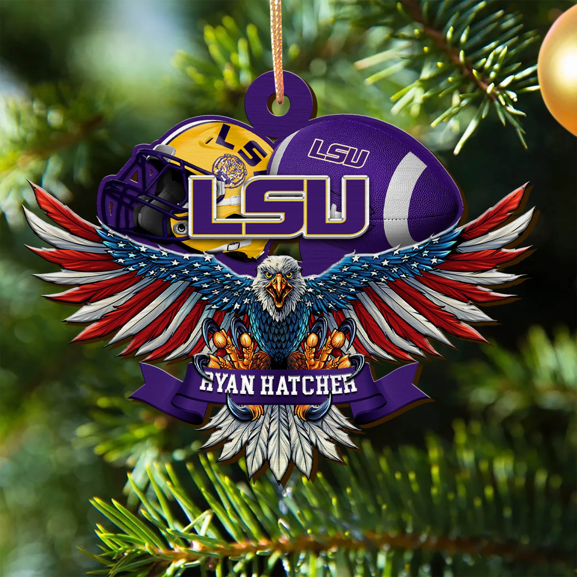 LSU TIGERS Wooden Ornament 2024 Version Custom Your Name, Eagle And Sport Team Ornament, Christmas Gifts For Fans ETHY-52161