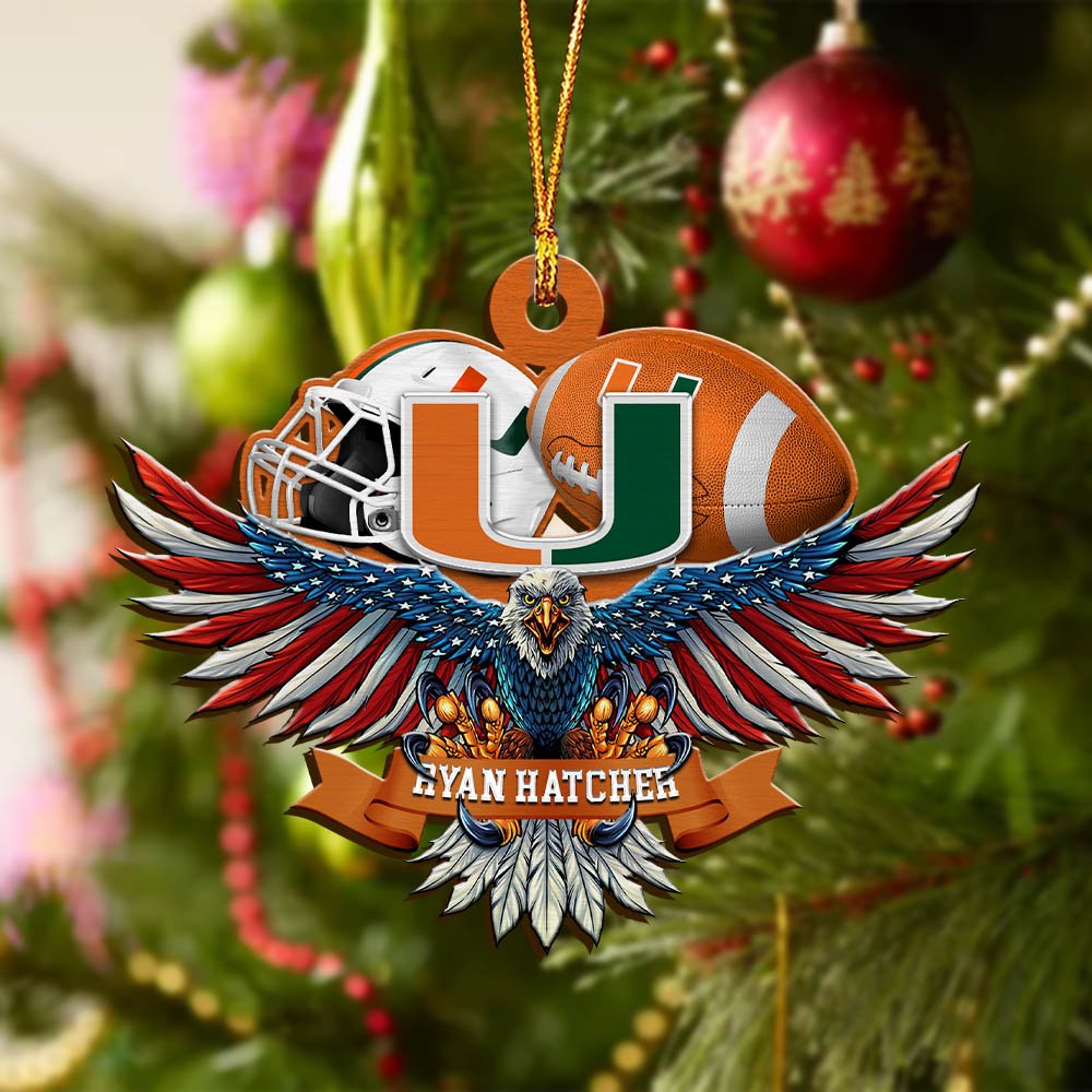 Alternative view of Miami Hurricanes Wooden Ornament 2024 Version Custom Your Name, Eagle And Sport Team Ornament, Christmas Gifts For Fans ETHY-52161