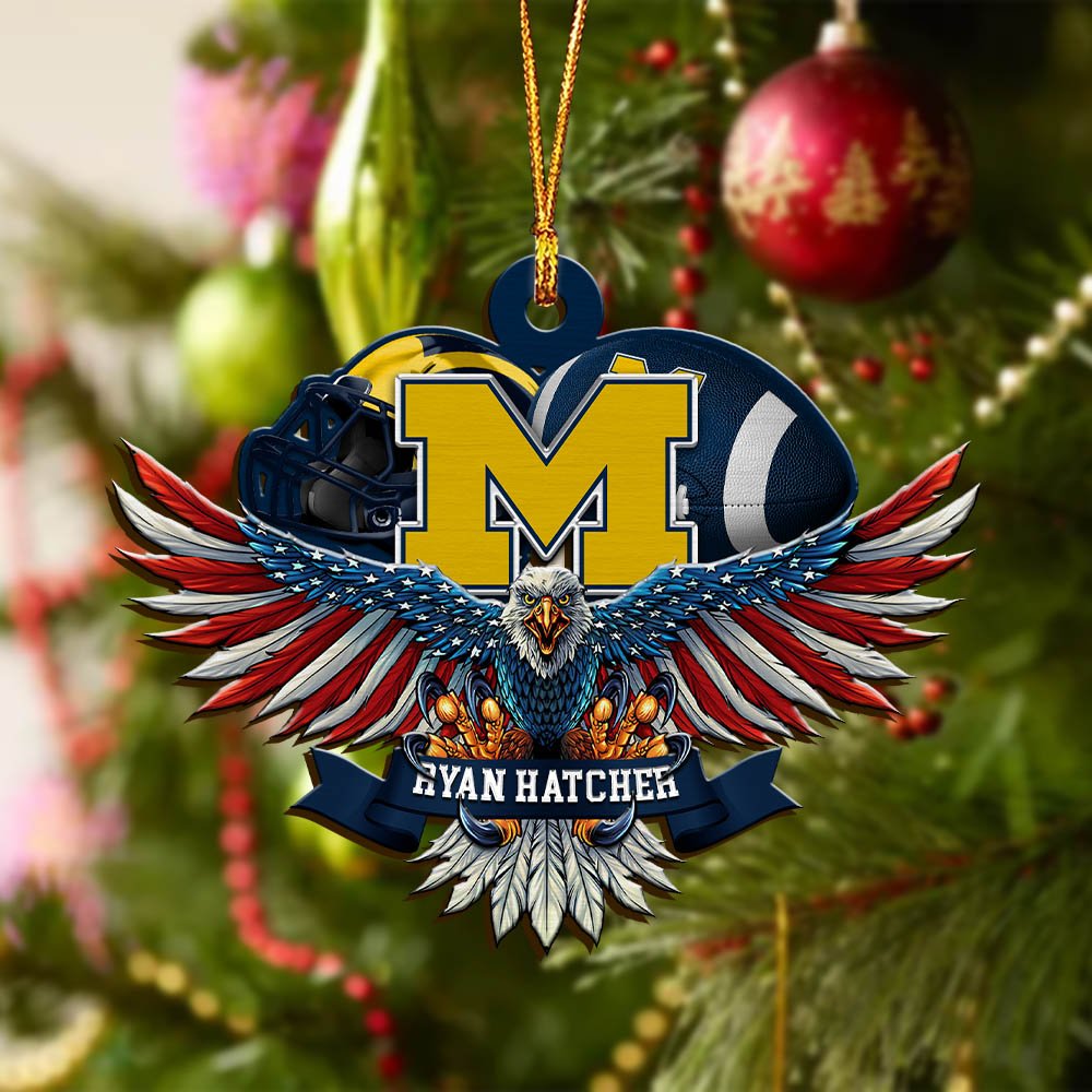 Alternative view of Michigan Wolverines Wooden Ornament 2024 Version Custom Your Name, Eagle And Sport Team Ornament, Christmas Gifts For Fans ETHY-52161