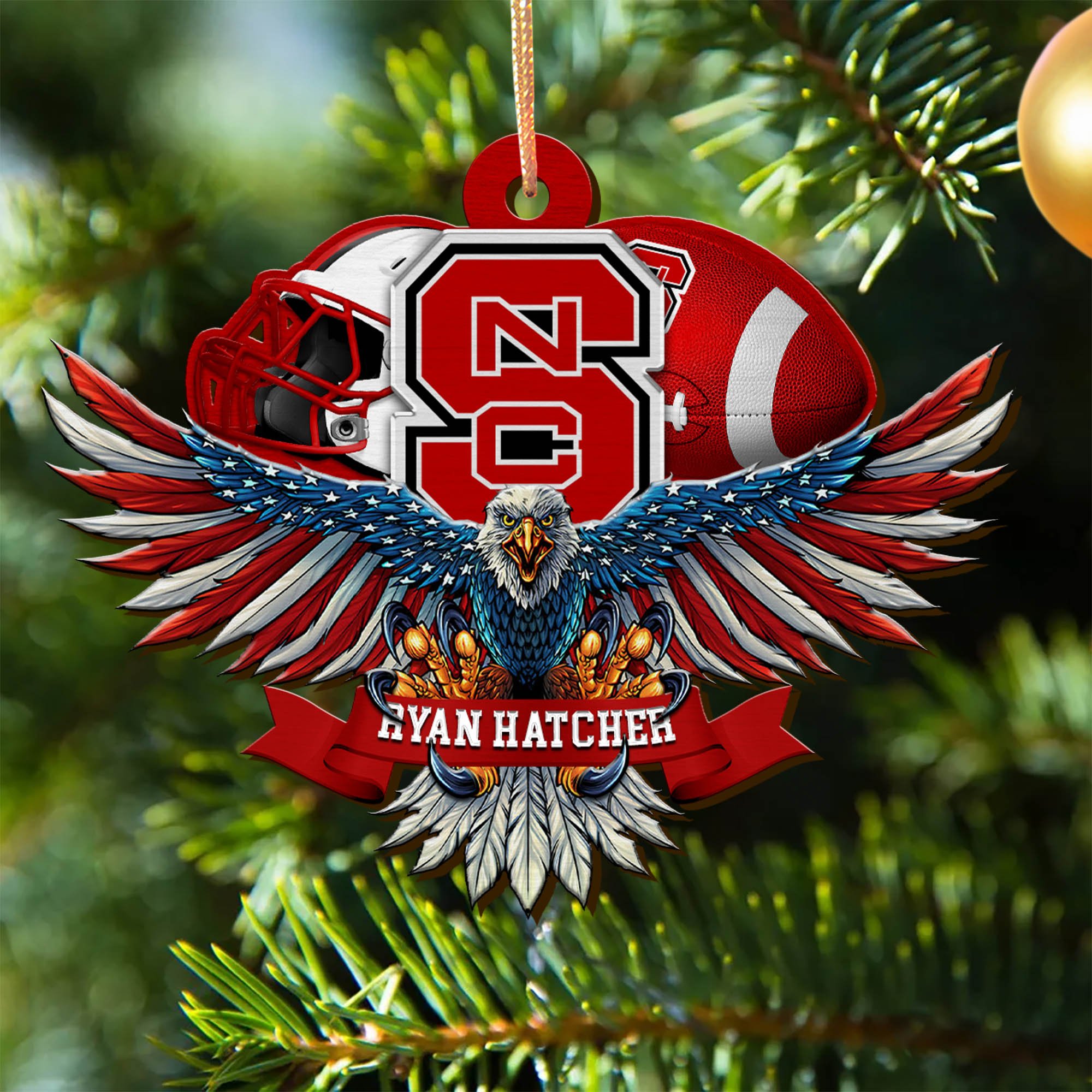 NC State Wolfpack Wooden Ornament 2024 Version Custom Your Name, Eagle And Sport Team Ornament, Christmas Gifts For Fans ETHY-52161