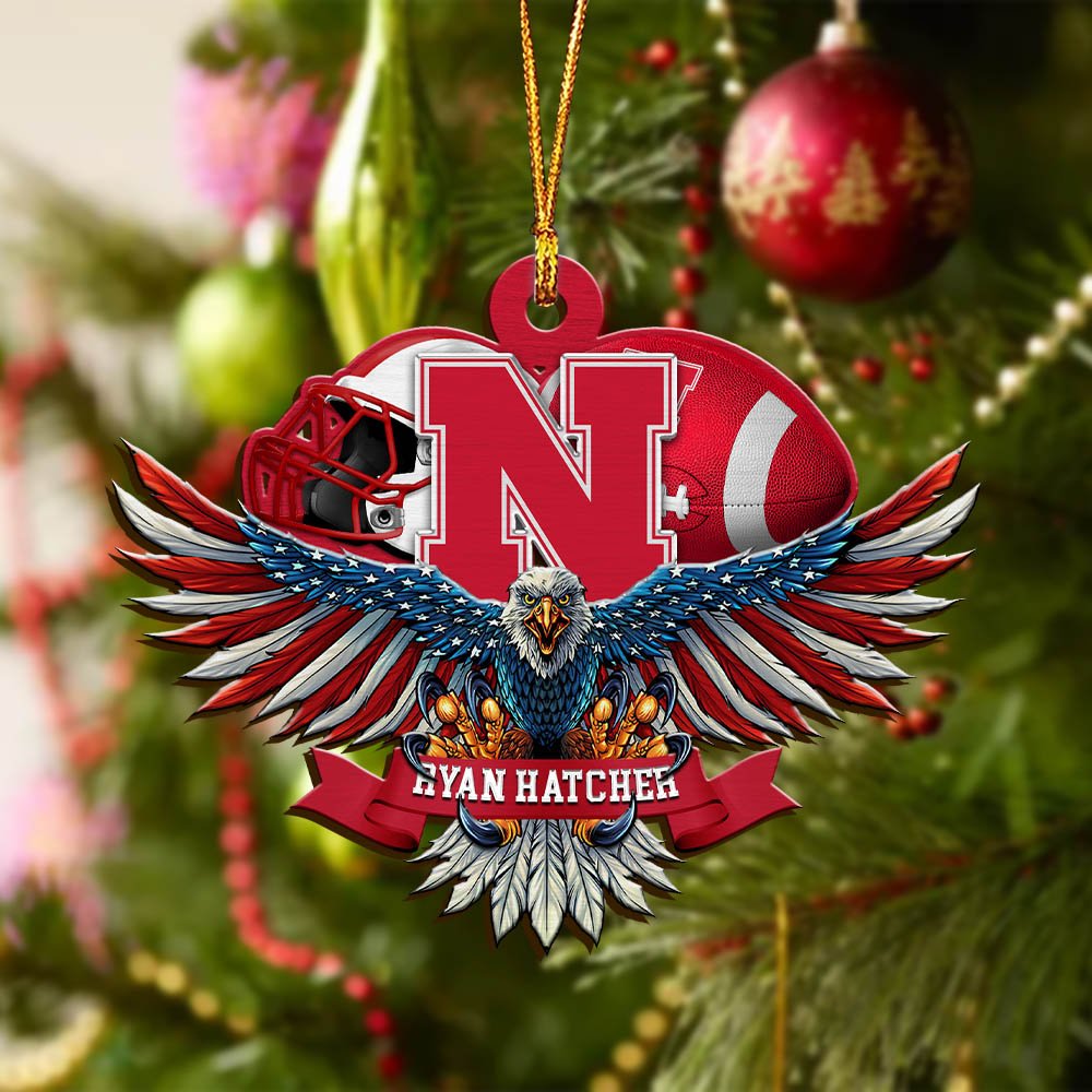 Alternative view of Nebraska Cornhuskers Wooden Ornament 2024 Version Custom Your Name, Eagle And Sport Team Ornament, Christmas Gifts For Fans ETHY-52161