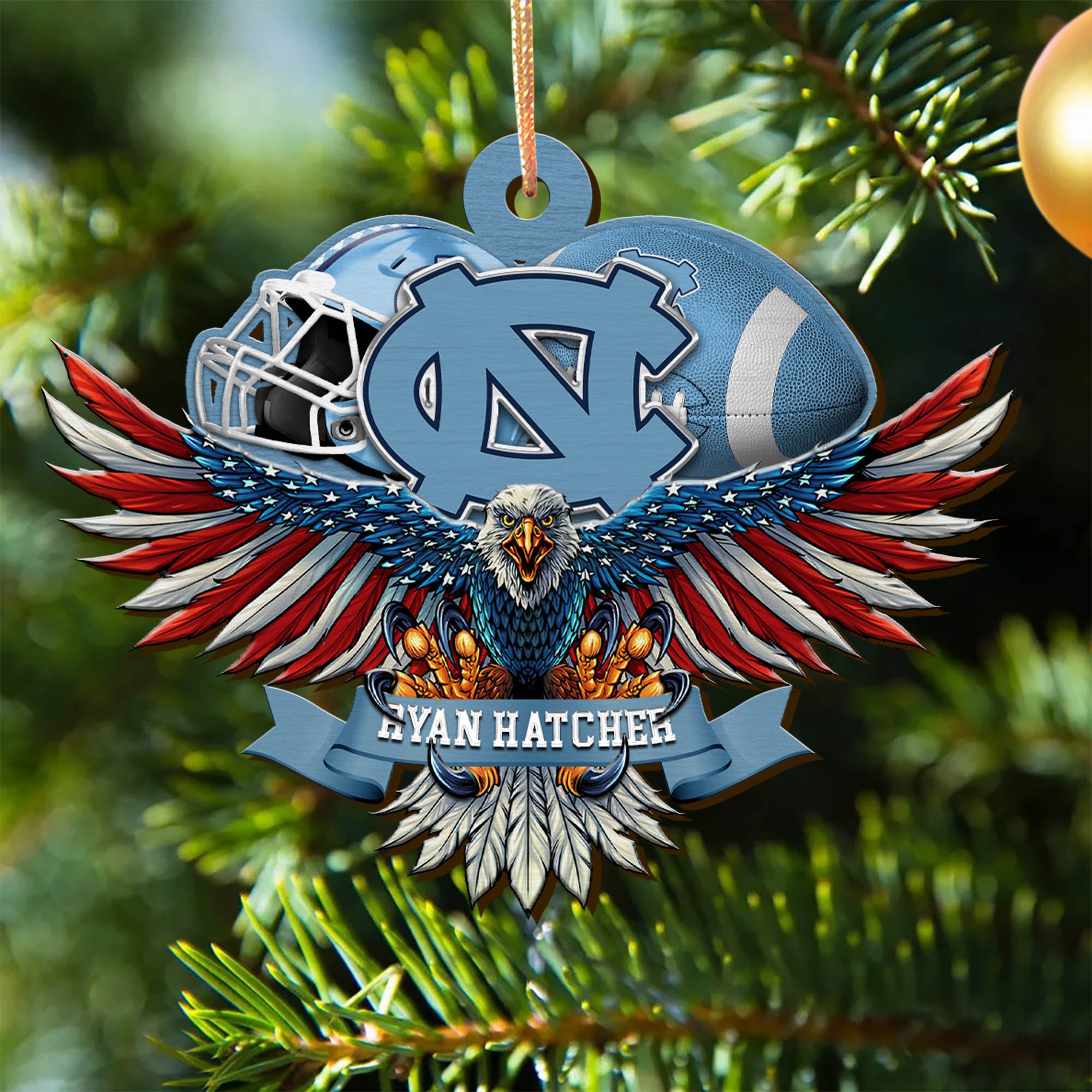 North Carolina Tar Heels Wooden Ornament 2024 Version Custom Your Name, Eagle And Sport Team Ornament, Christmas Gifts For Fans ETHY-52161