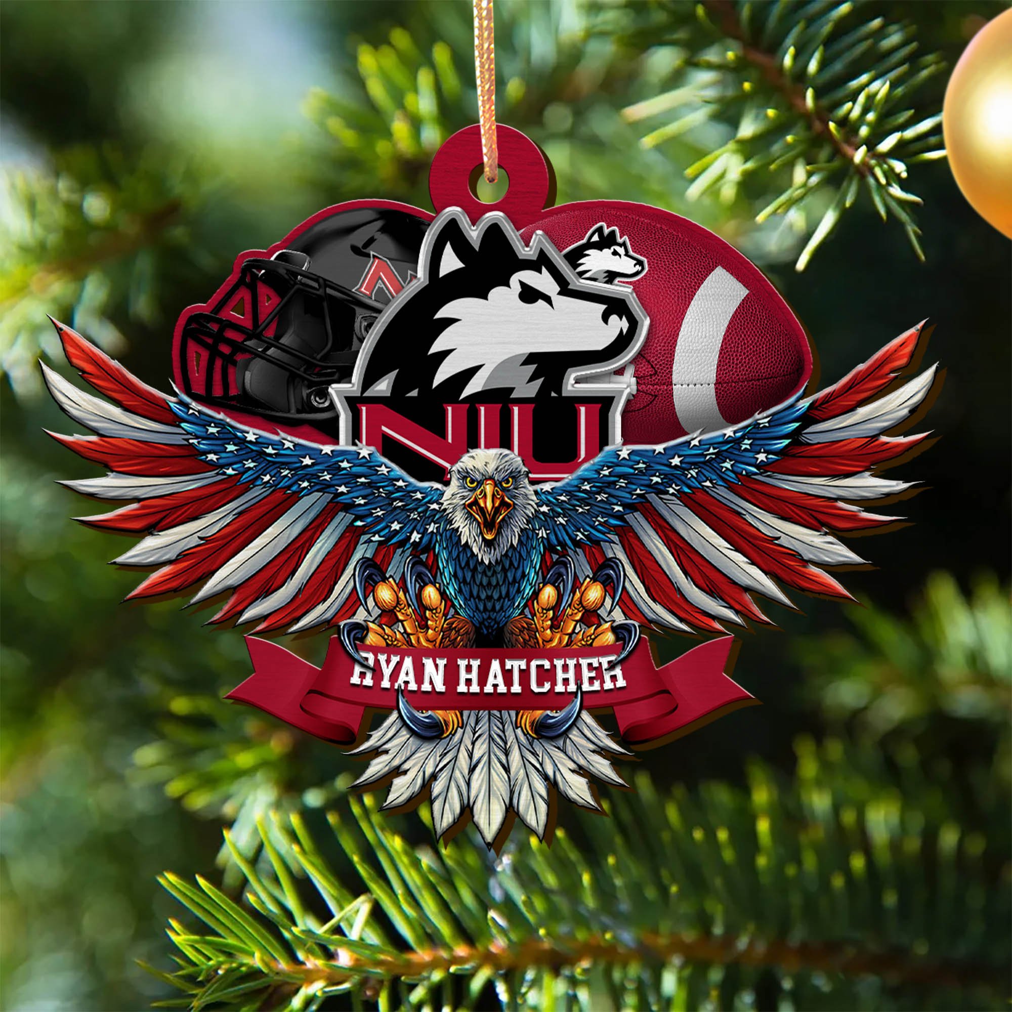 Northern Illinois Huskies Wooden Ornament 2024 Version Custom Your Name, Eagle And Sport Team Ornament, Christmas Gifts For Fans ETHY-52161