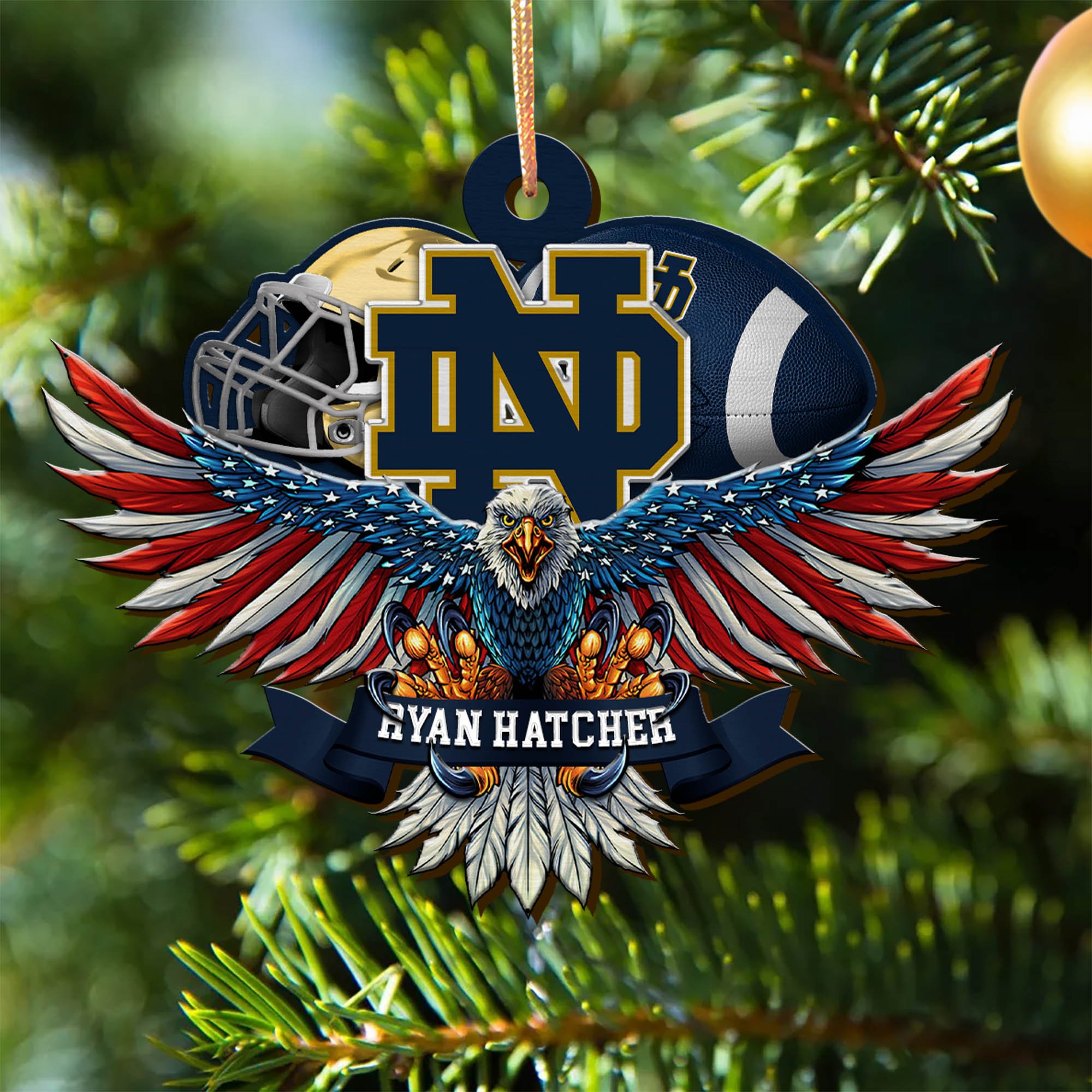 Notre Dame Fighting Irish Wooden Ornament 2024 Version Custom Your Name, Eagle And Sport Team Ornament, Christmas Gifts For Fans ETHY-52161