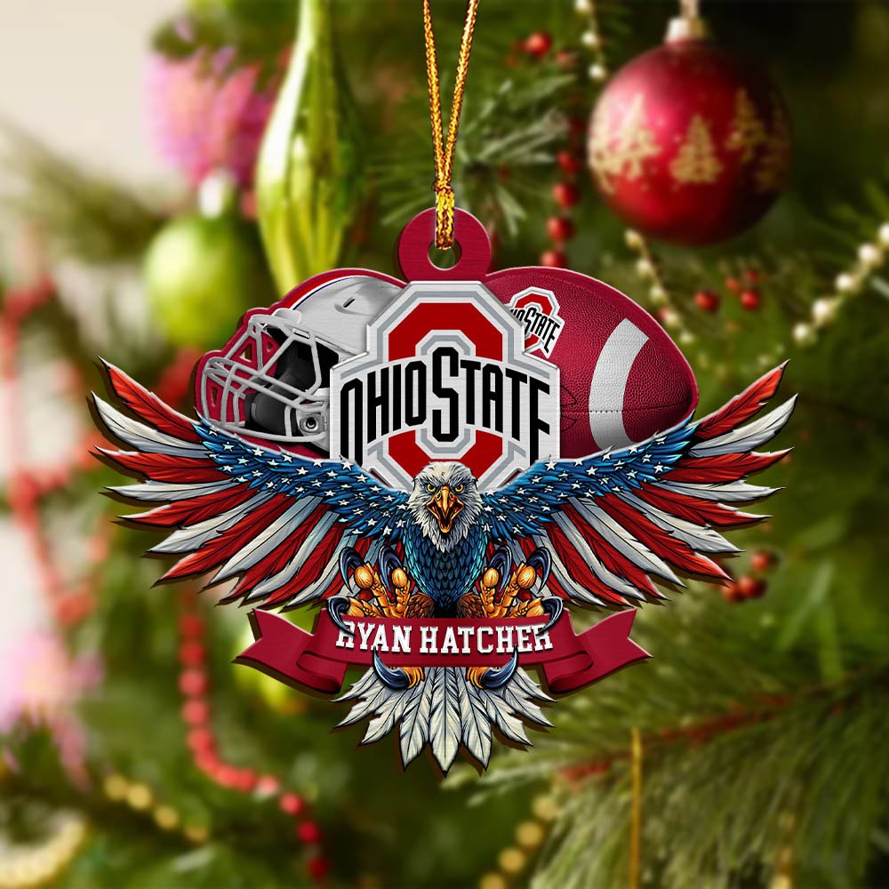 Alternative view of Ohio State Buckeyes Wooden Ornament 2024 Version Custom Your Name, Eagle And Sport Team Ornament, Christmas Gifts For Fans ETHY-52161