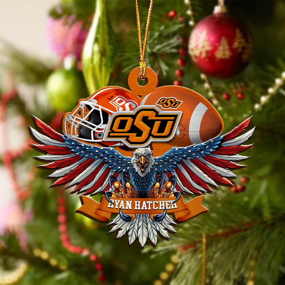 Alternative view of Oklahoma State Cowboys Wooden Ornament 2024 Version Custom Your Name, Eagle And Sport Team Ornament, Christmas Gifts For Fans ETHY-52161