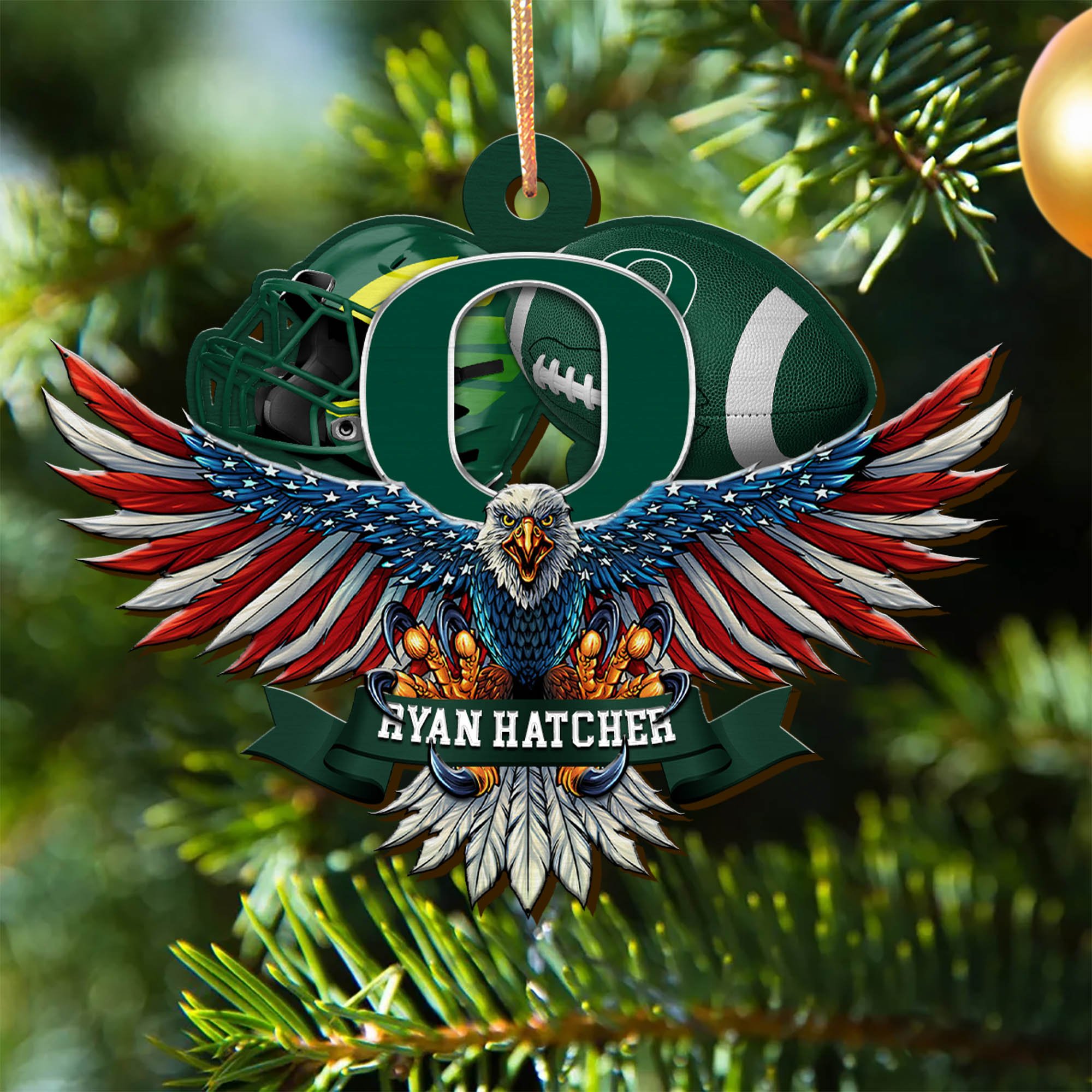 Oregon Ducks Wooden Ornament 2024 Version Custom Your Name, Eagle And Sport Team Ornament, Christmas Gifts For Fans ETHY-52161