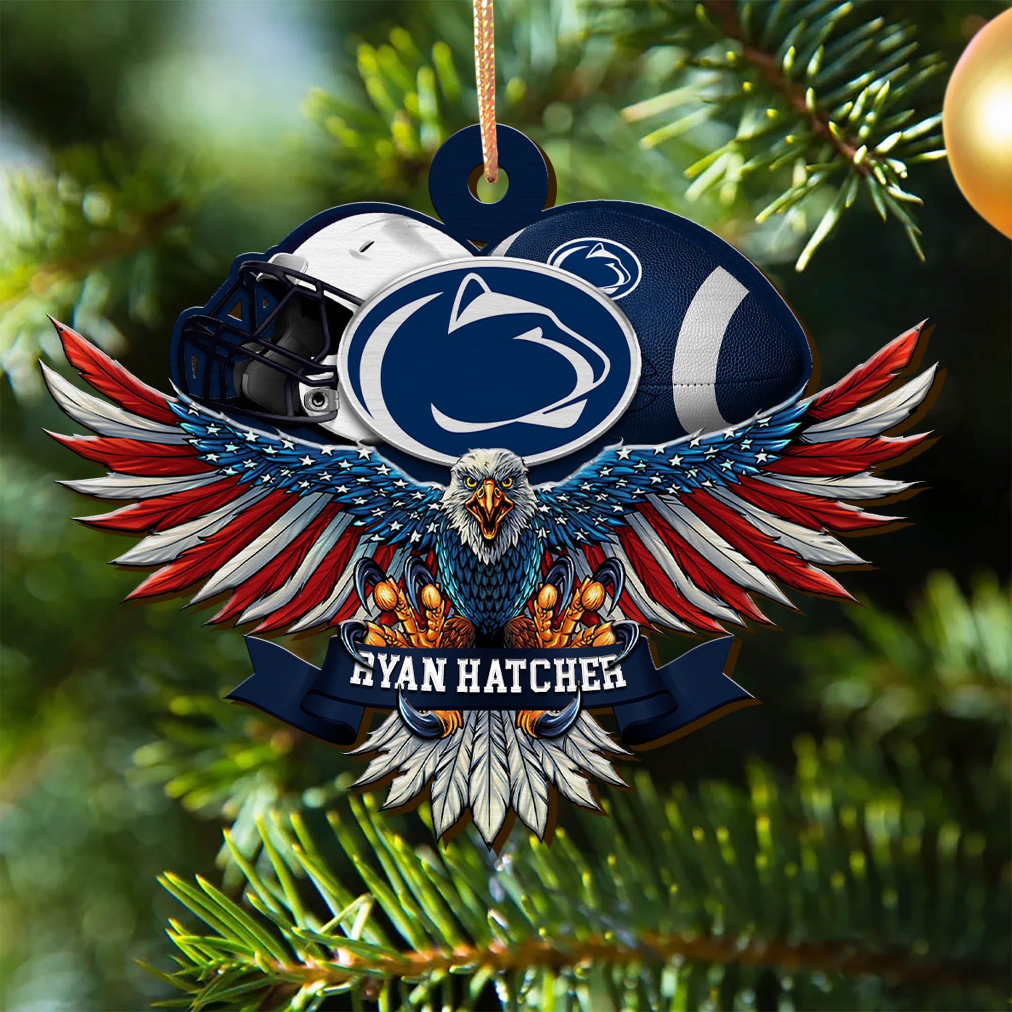 Penn State Nittany Lions Wooden Ornament 2024 Version Custom Your Name, Eagle And Sport Team Ornament, Christmas Gifts For Fans ETHY-52161
