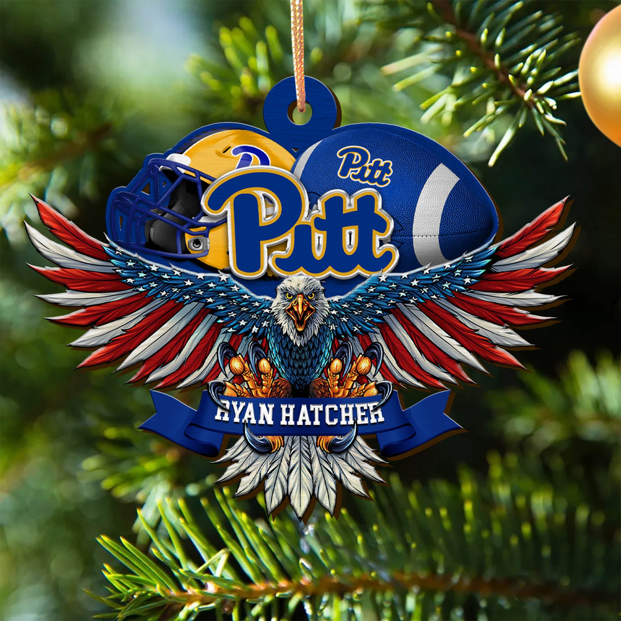 Pittsburgh Panthers Wooden Ornament 2024 Version Custom Your Name, Eagle And Sport Team Ornament, Christmas Gifts For Fans ETHY-52161