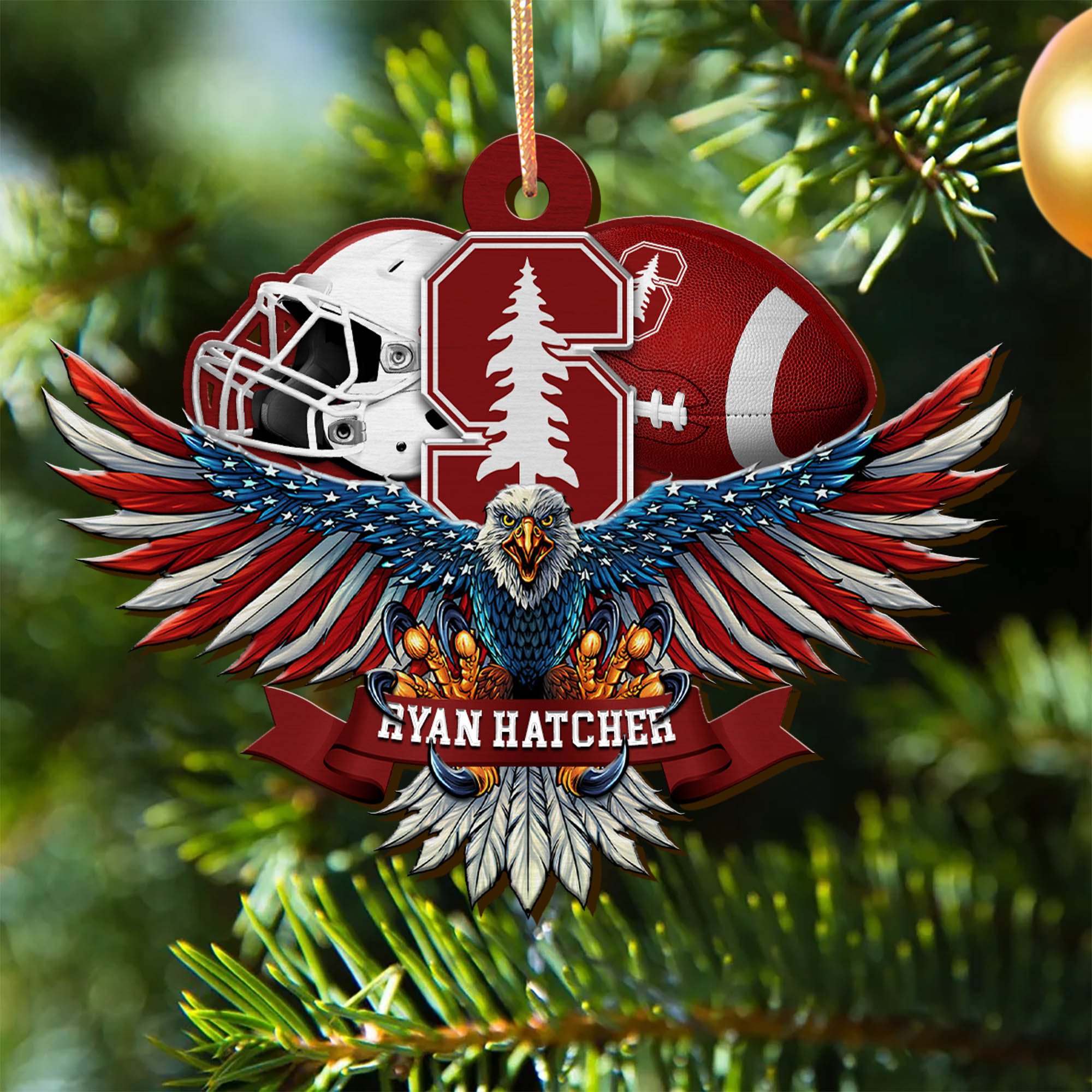 Stanford Cardinal Wooden Ornament 2024 Version Custom Your Name, Eagle And Sport Team Ornament, Christmas Gifts For Fans ETHY-52161