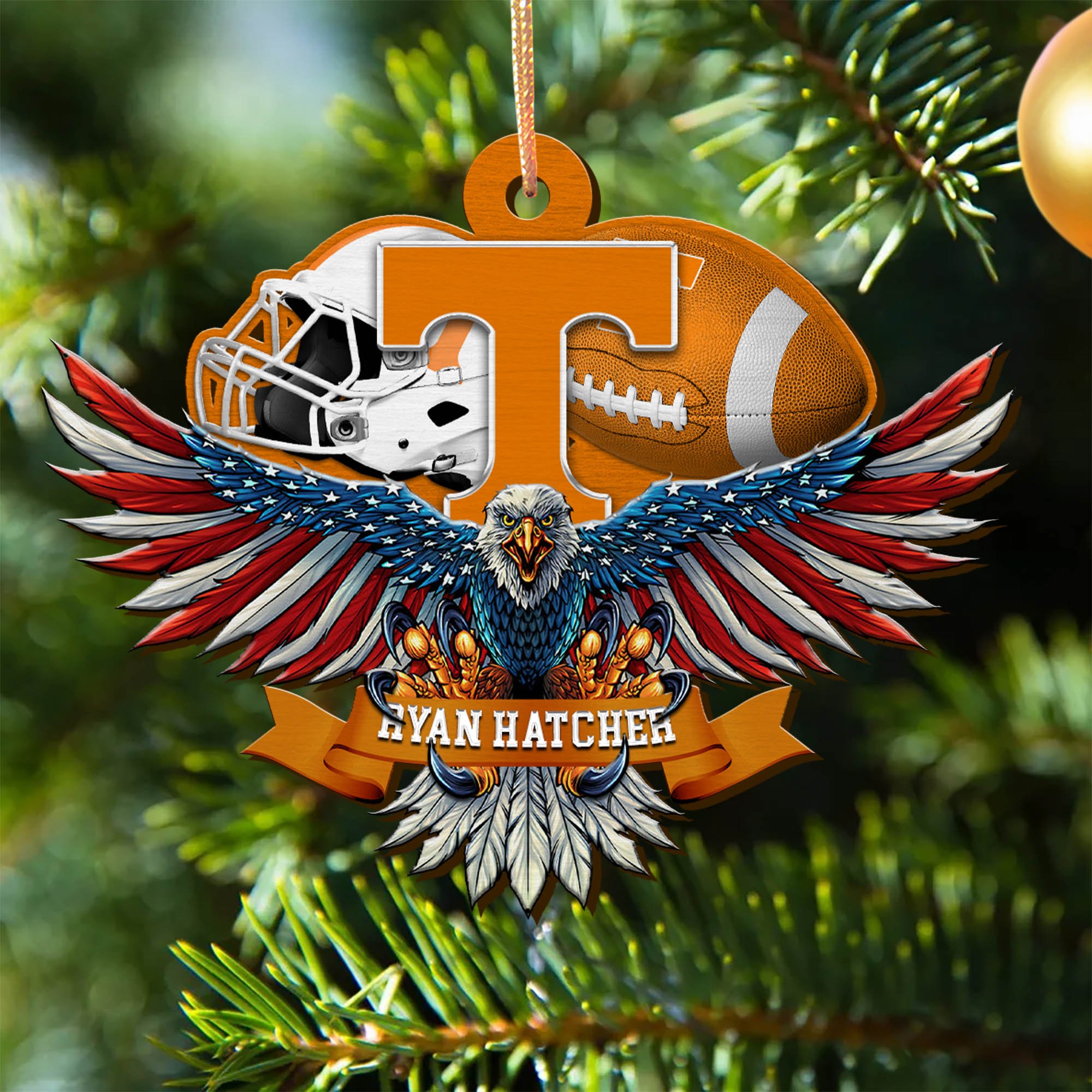 Tennessee Volunteers Wooden Ornament 2024 Version Custom Your Name, Eagle And Sport Team Ornament, Christmas Gifts For Fans ETHY-52161