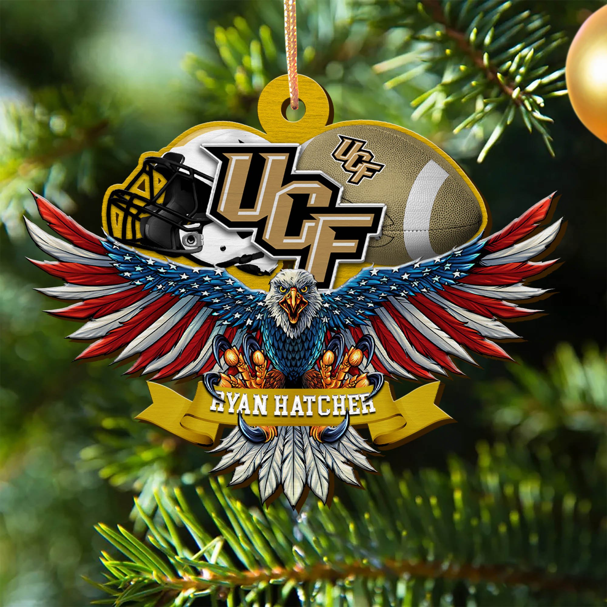 UCF Knights Wooden Ornament 2024 Version Custom Your Name, Eagle And Sport Team Ornament, Christmas Gifts For Fans ETHY-52161
